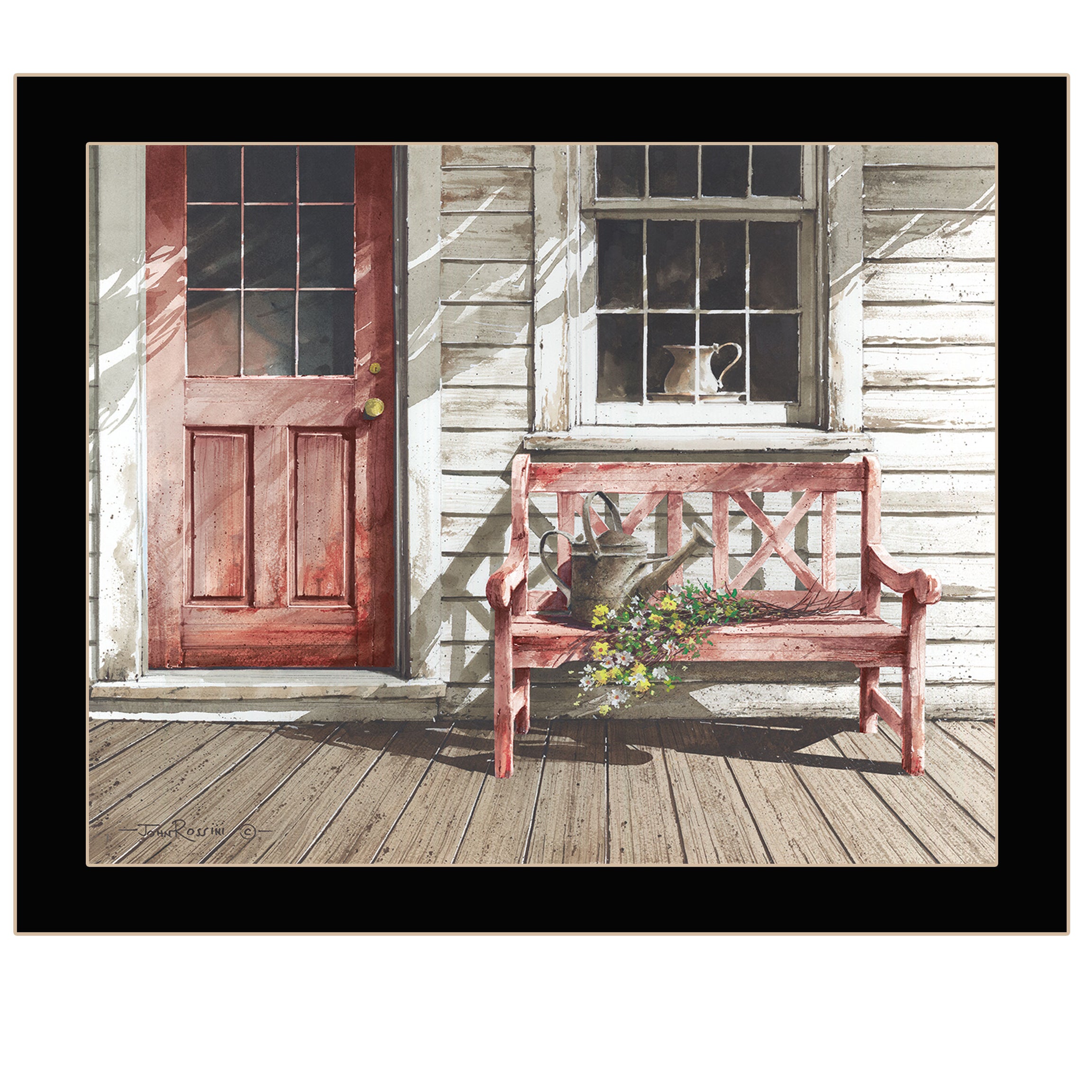 "Fresh Cut Flowers" by Artisan John Rossini, Ready to Hang Framed Print, Black Frame--1