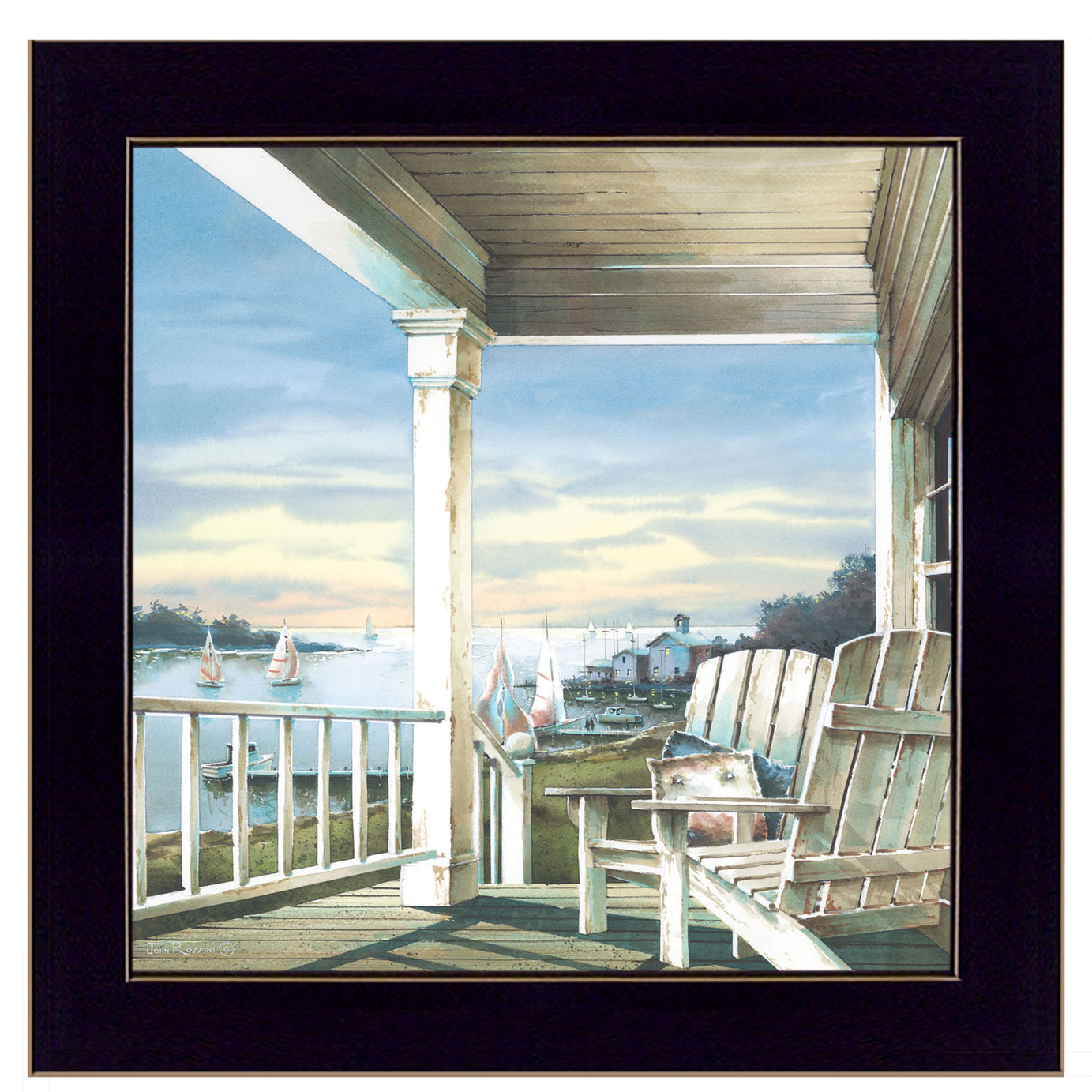 "Waiting on Sunset" by Artisan John Rossini, Ready to Hang Framed Print, Black Frame--1