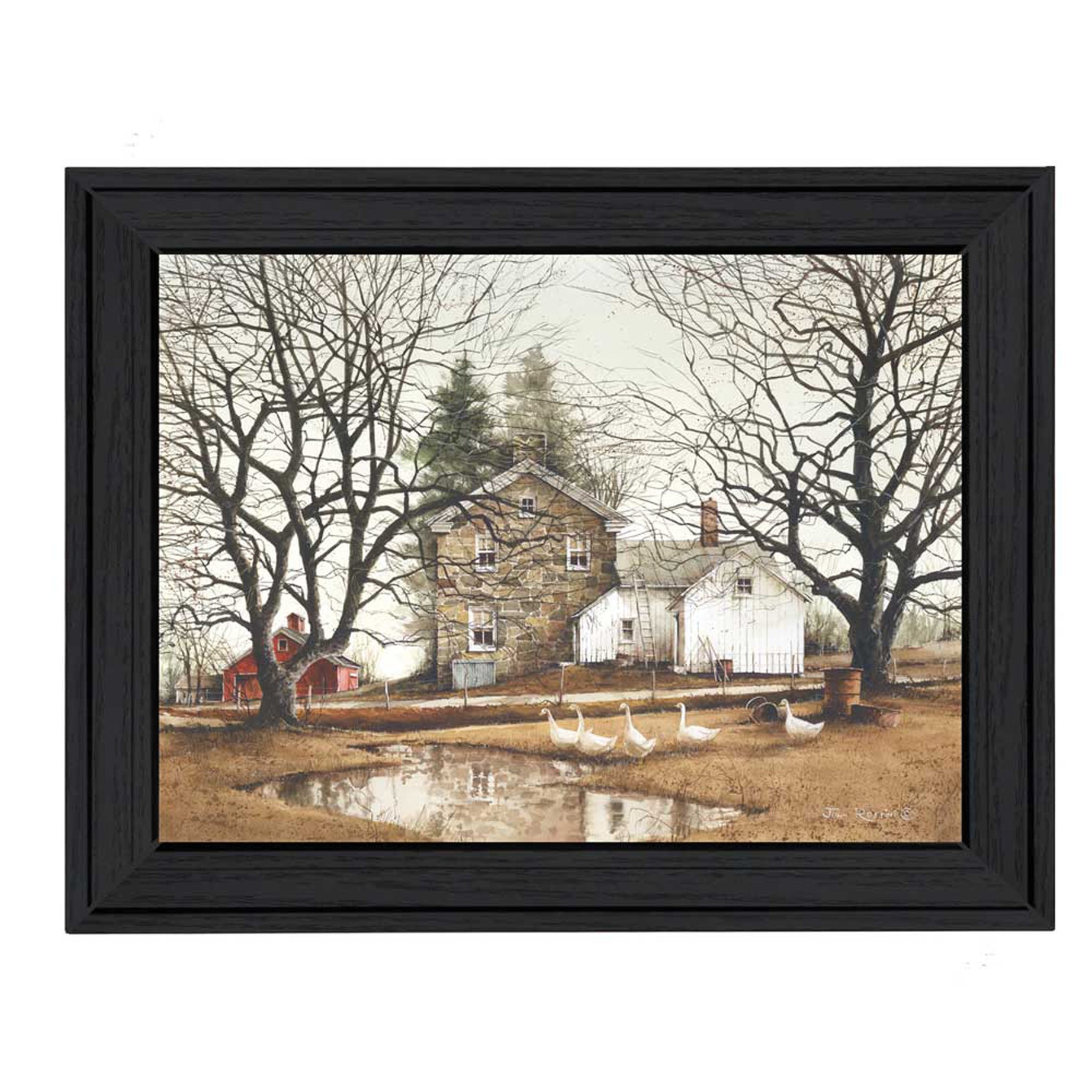 "Cold Swim" By John Rossini, Printed Wall Art, Ready To Hang Framed Poster, Black Frame--1