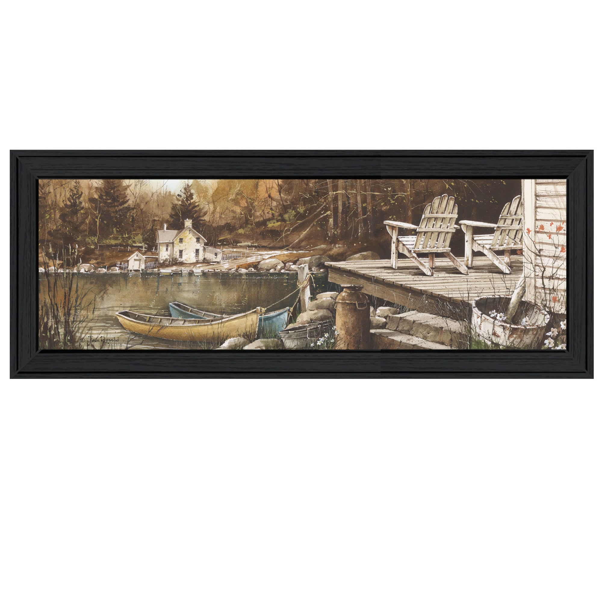 "Lounging" By John Rossini, Printed Wall Art, Ready To Hang Framed Poster, Black Frame--1