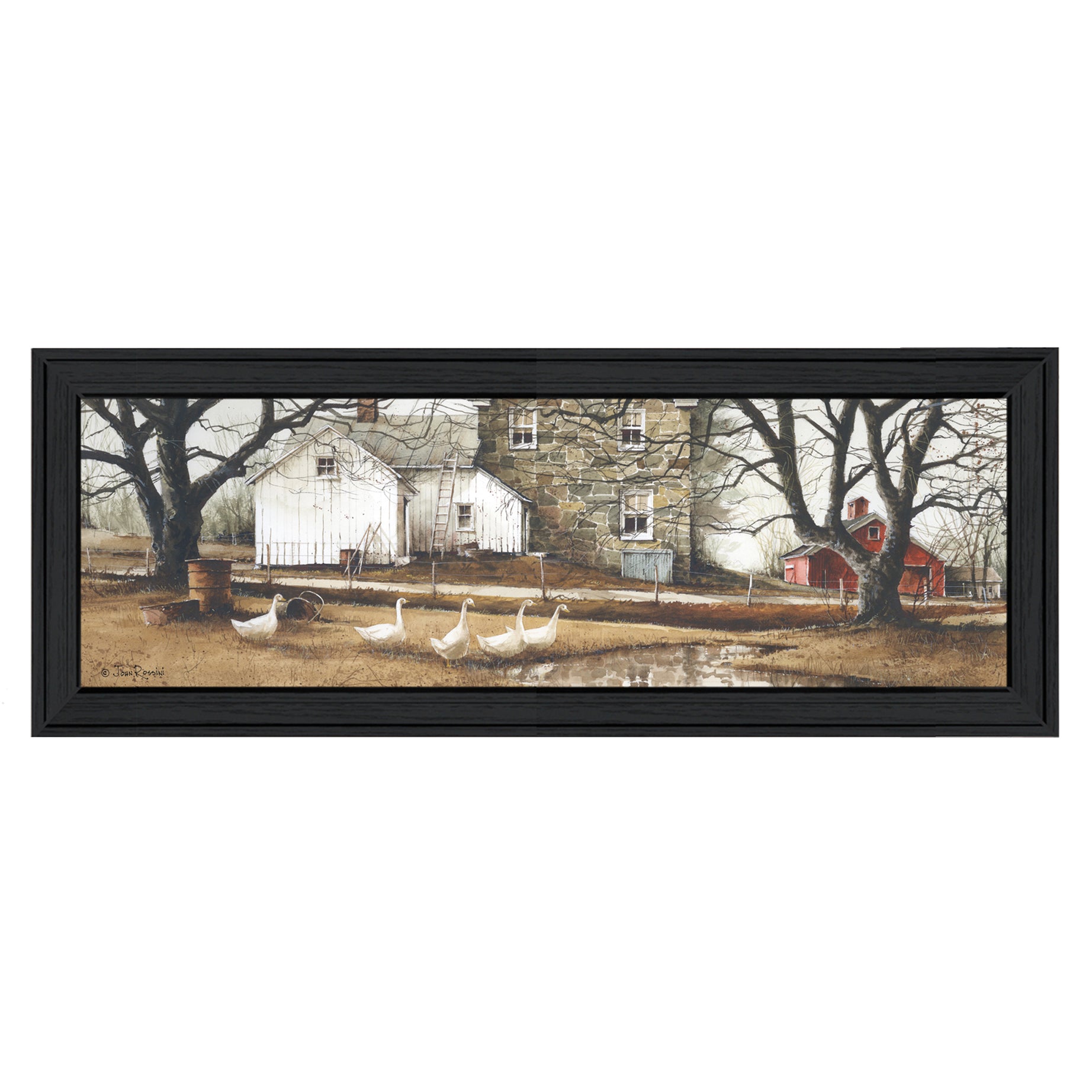 "Puddle Jumpers" By John Rossini, Printed Wall Art, Ready To Hang Framed Poster, Black Frame--1