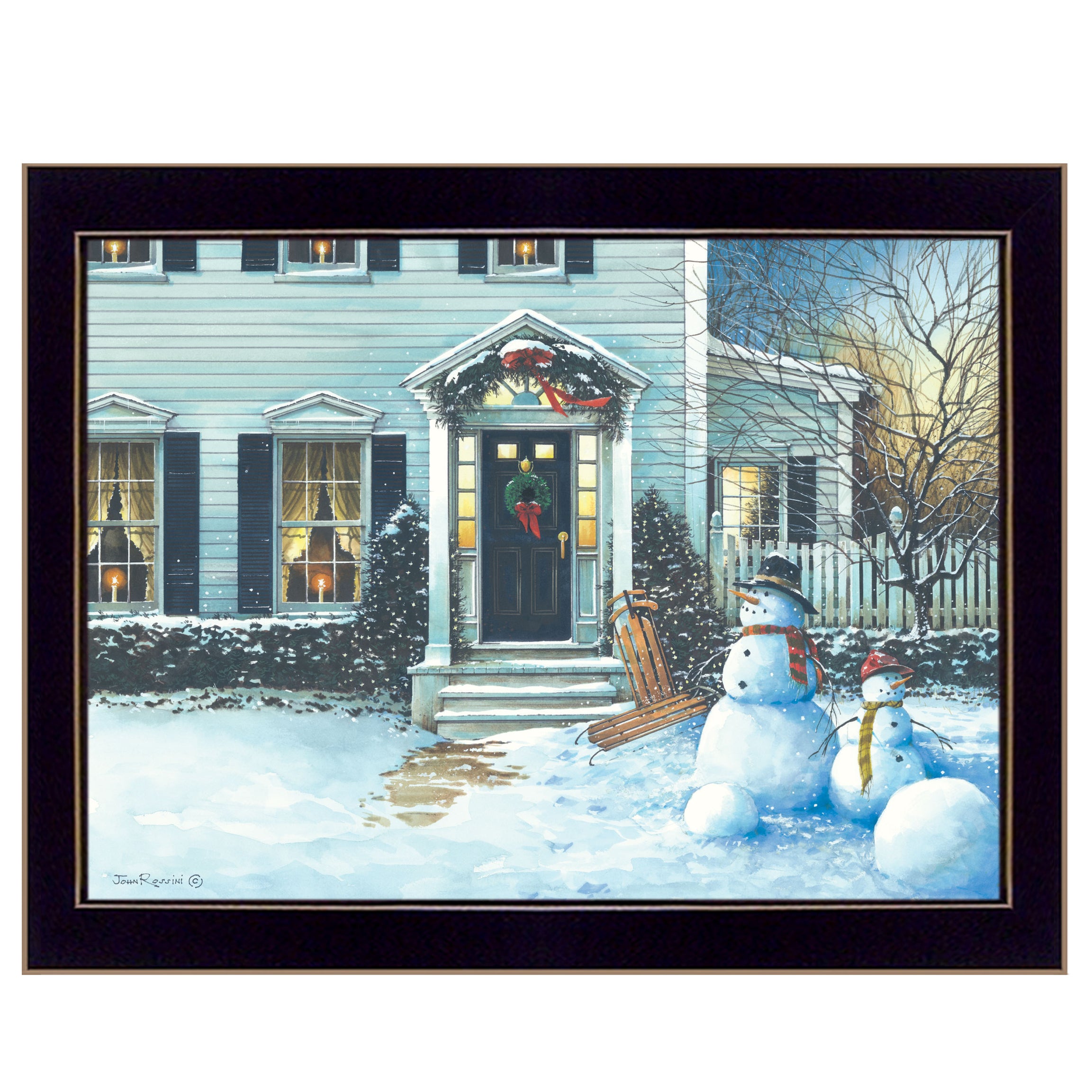 "December Lights" by Artisan John Rossini, Ready to Hang Framed Print, Black Frame--1