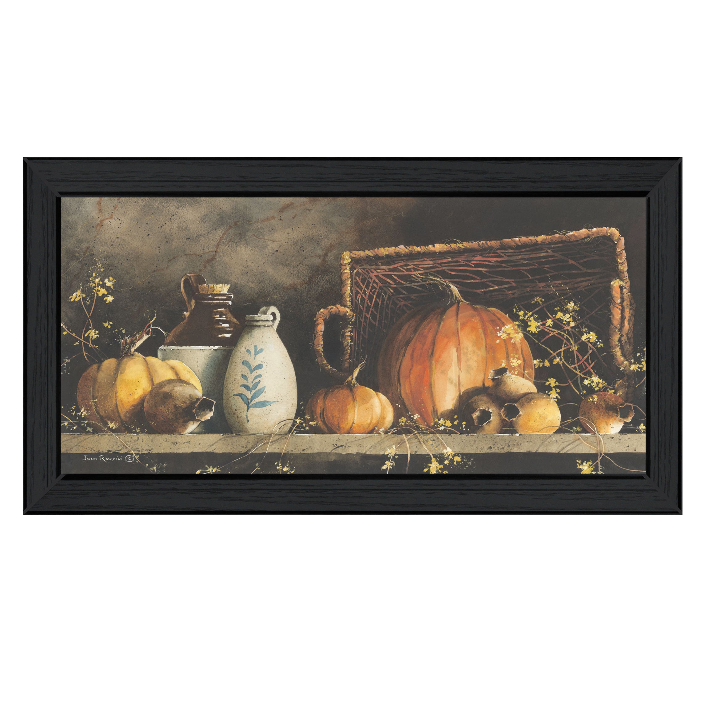 "Pumpkin & Pods" by Artisan John Rossini, Ready to Hang Framed Print, Black Frame--1