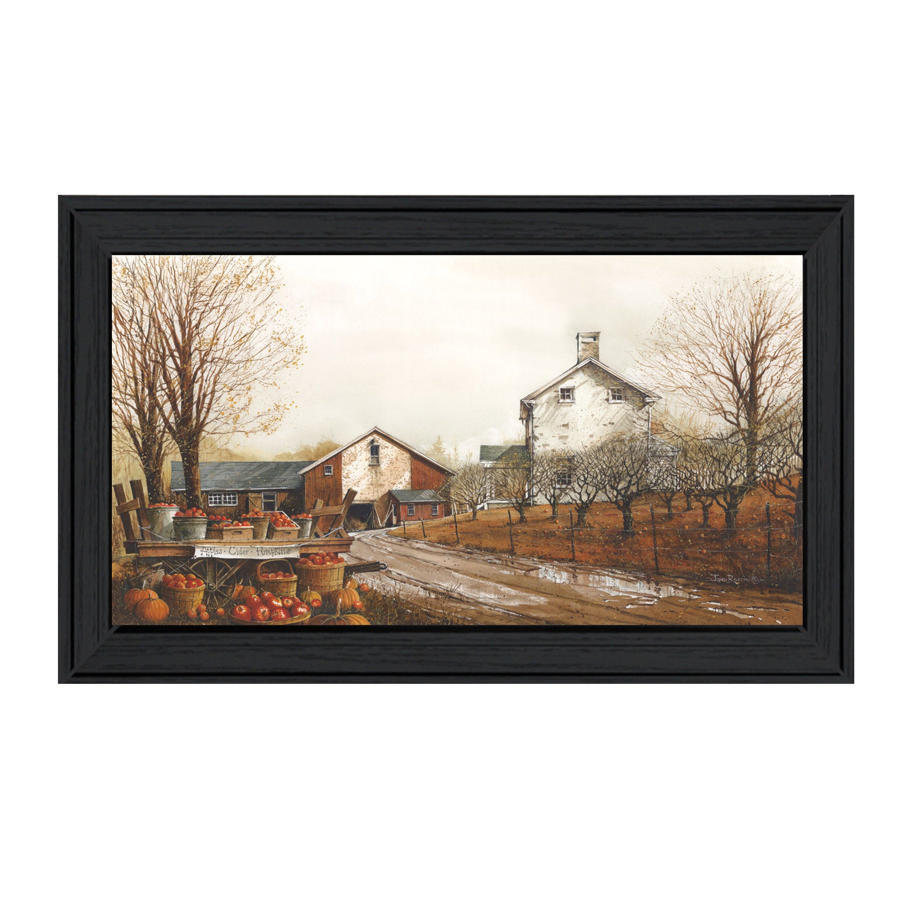 "Autumn's Bounty" By John Rossini, Printed Wall Art, Ready To Hang Framed Poster, Black Frame--1