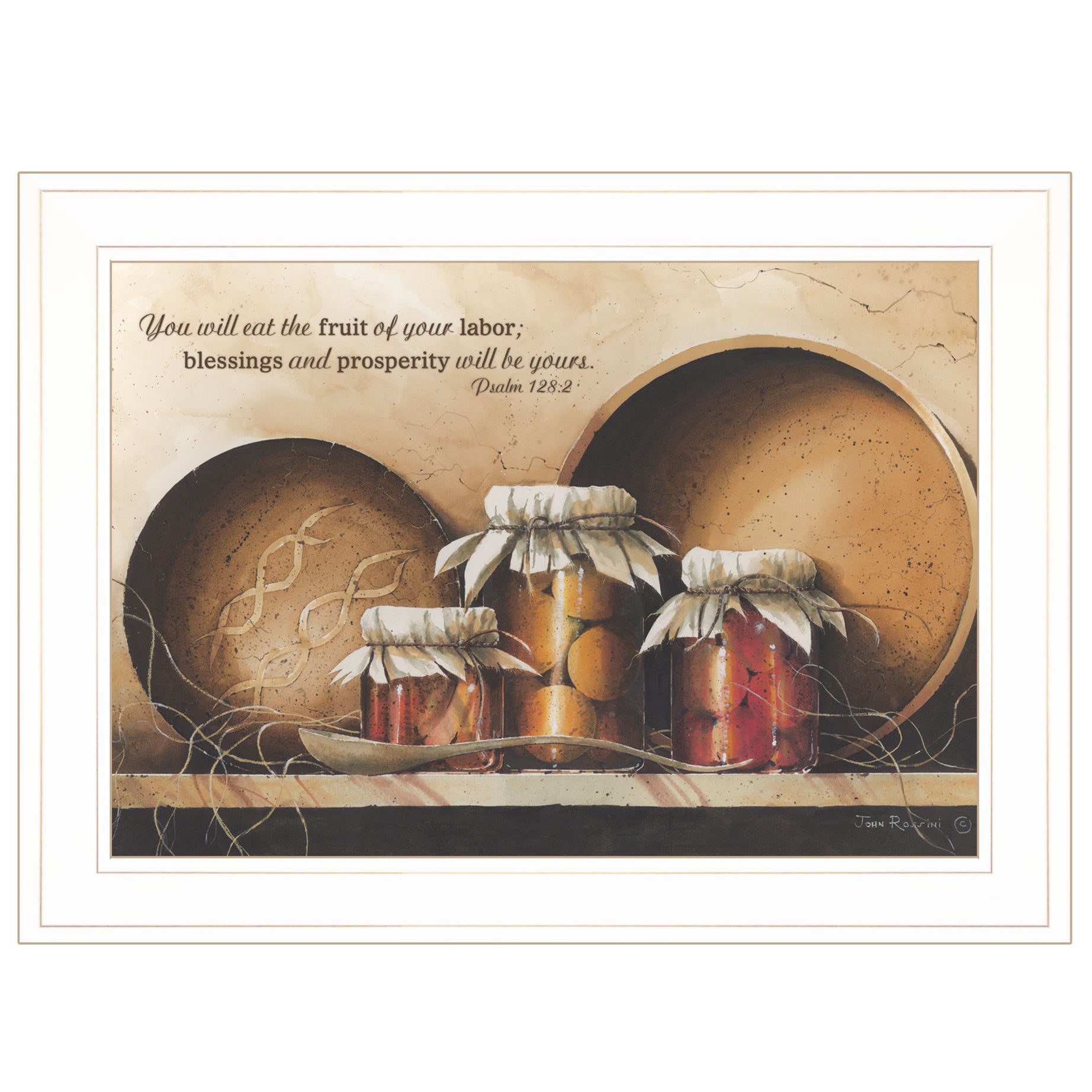 "Blessings and Prosperity" By John Rossini, Ready to Hang Framed Print, White Frame--1