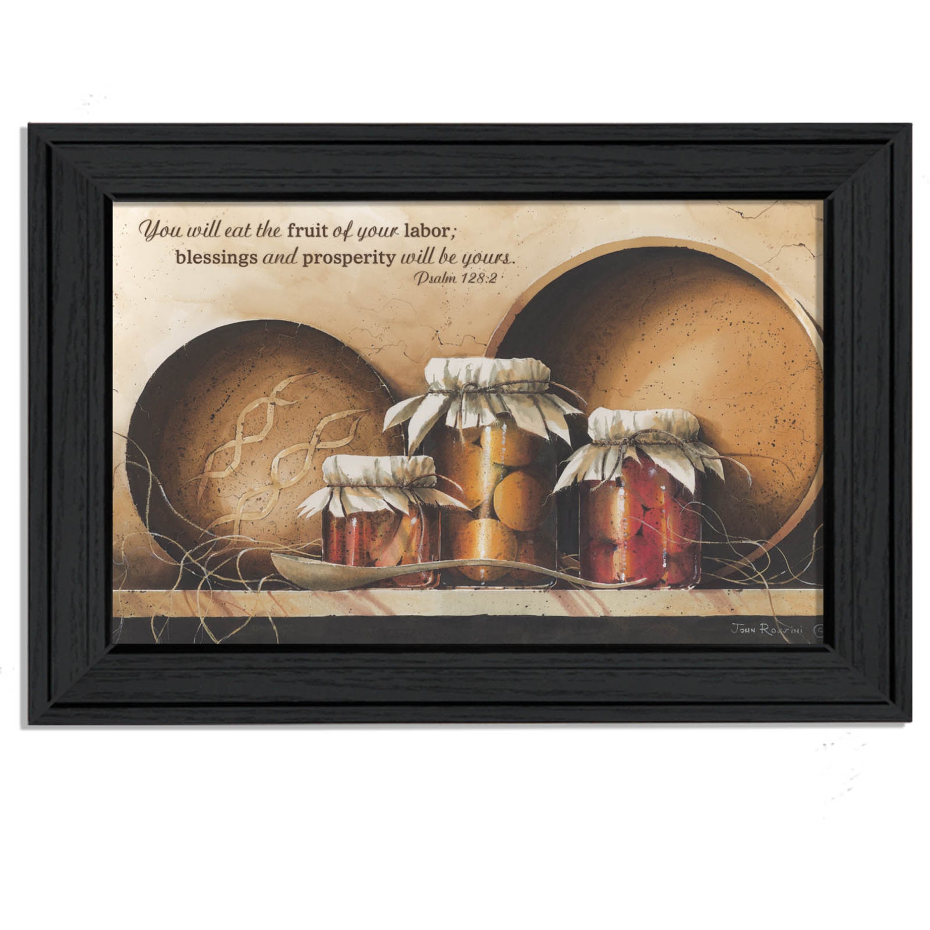 "Blessings and Prosperity" By John Rossini, Printed Wall Art, Ready To Hang Framed Poster, Black Frame--1