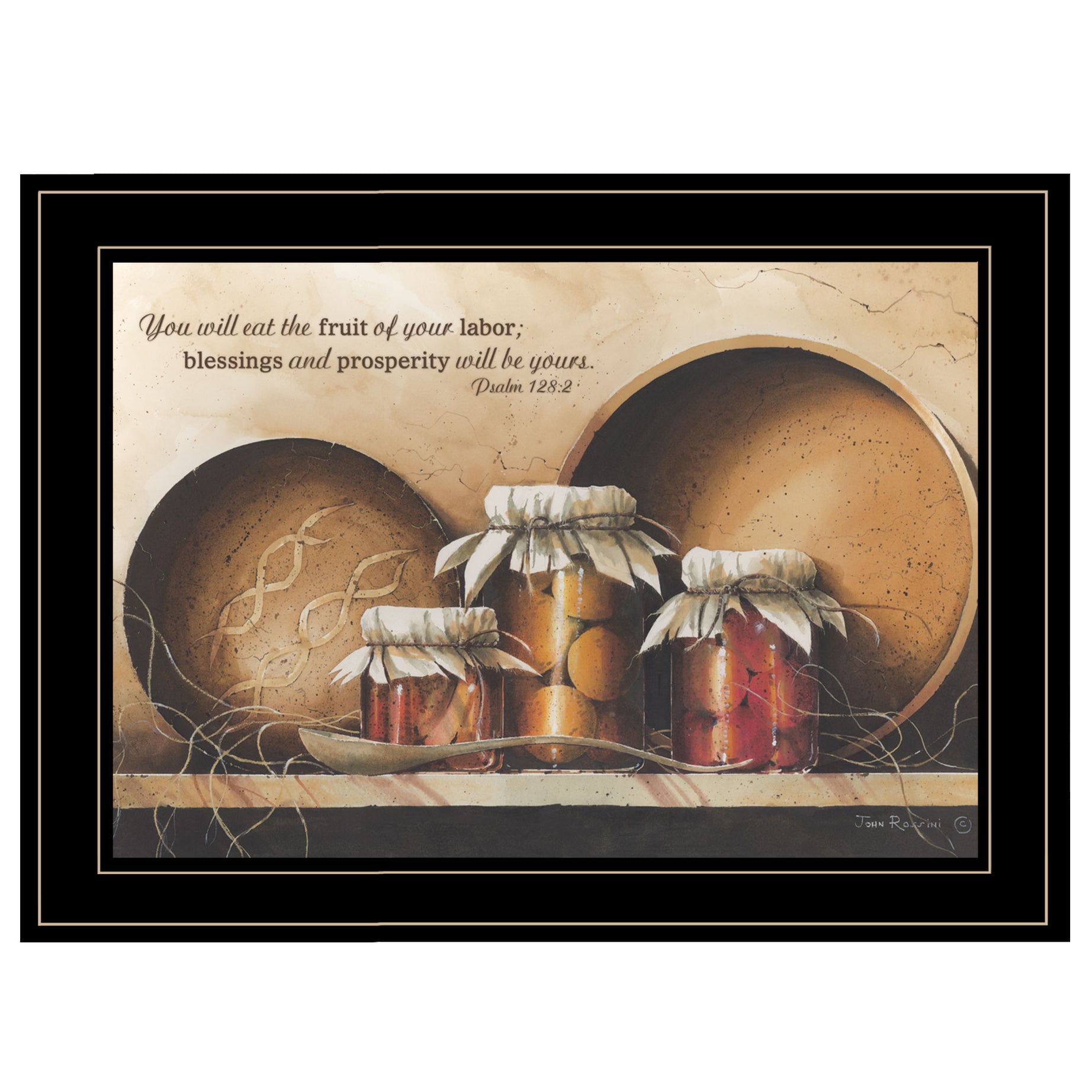 "Blessings and Prosperity" By John Rossini, Ready to Hang Framed Print, Black Frame--1