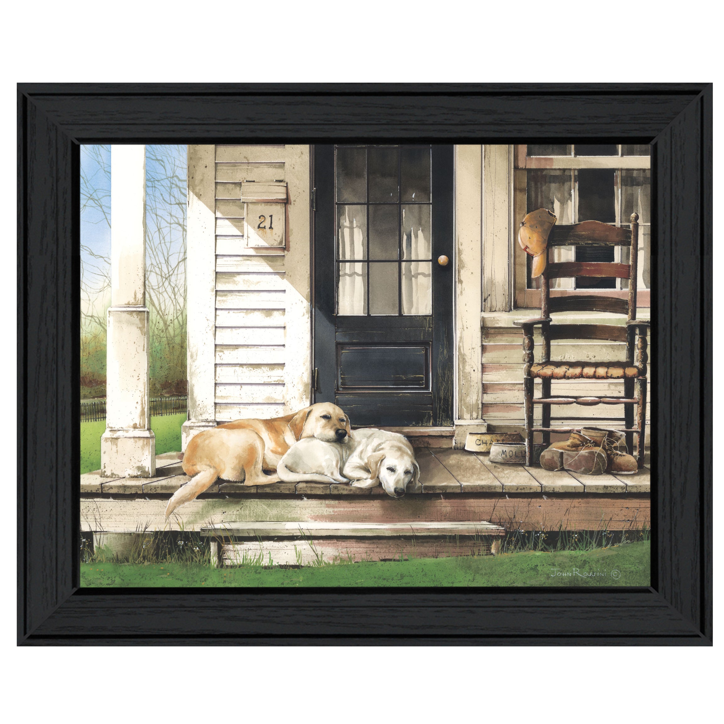 "Chase and Molly" by Artisan John Rossini, Ready to Hang Framed Print, Black Frame--1