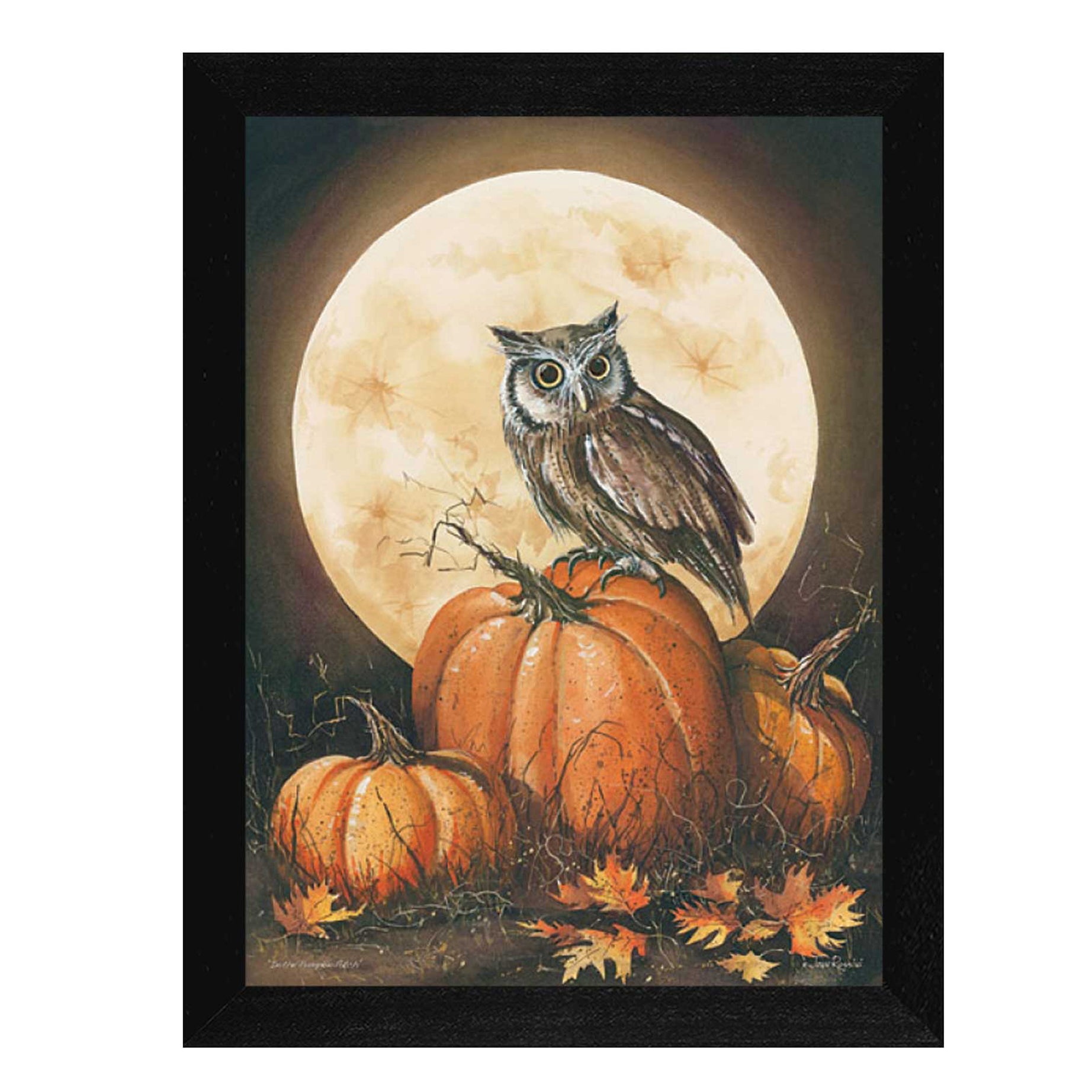 "In the Pumpkin Patch" By John Rossini, Printed Wall Art, Ready To Hang Framed Poster, Black Frame--1