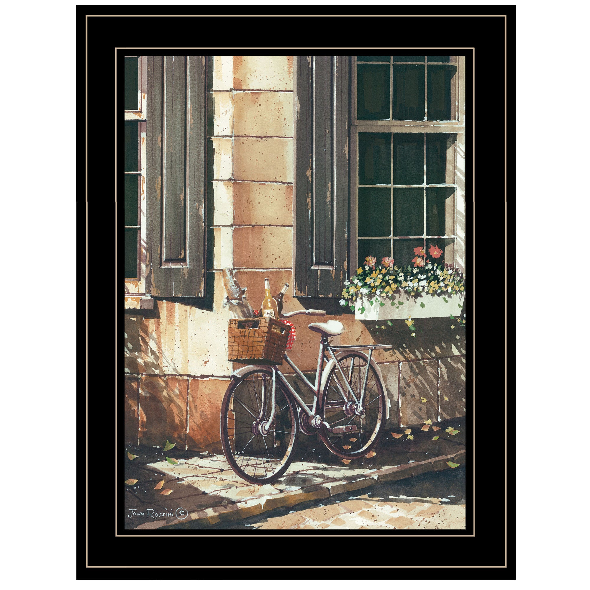 "Picnic Getaway" by John Rossini, Ready to Hang Framed Print, Black Frame--1