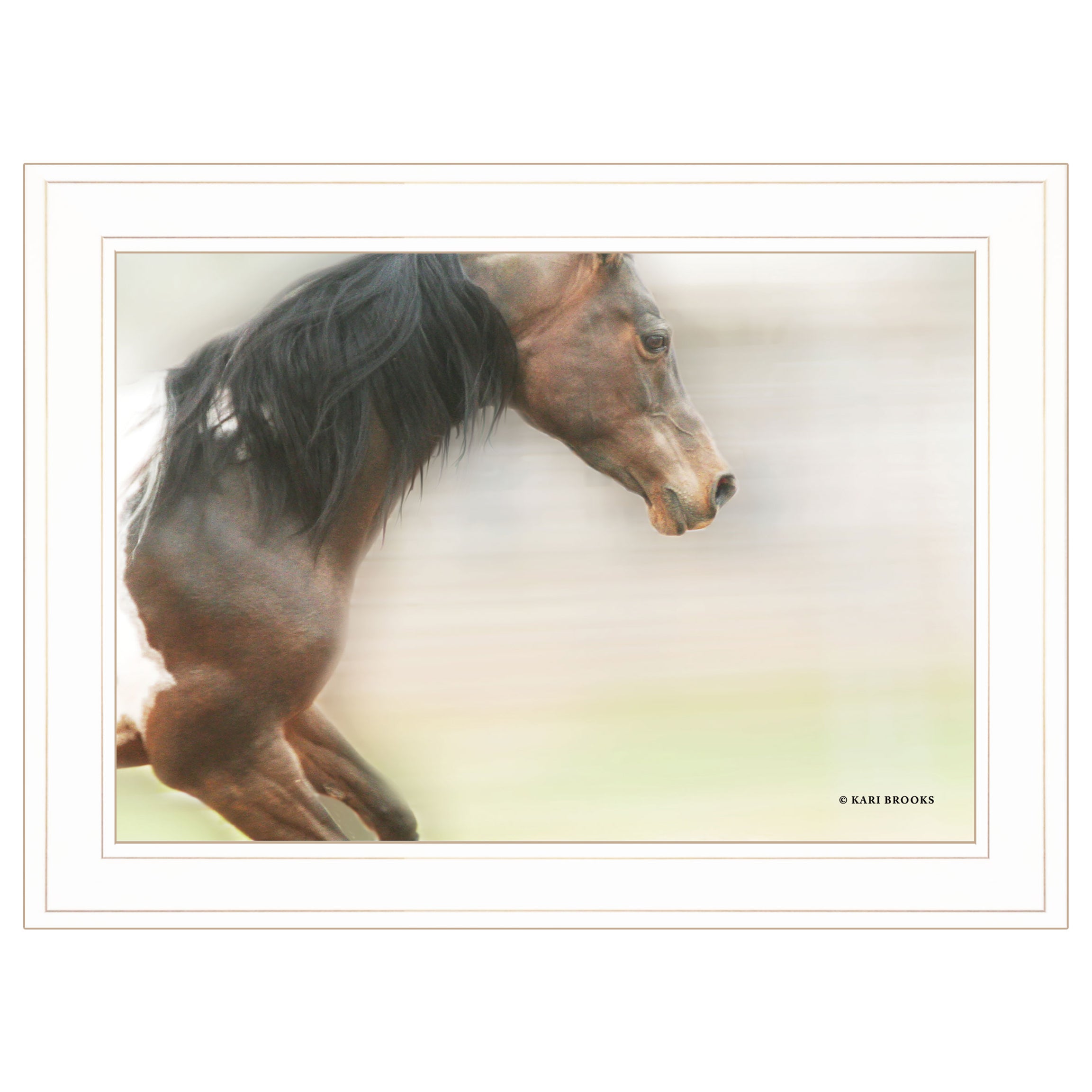 "Leap of Faith" By Kari Brooks, Ready to Hang Framed Print, Horse Wall Art, White Frame--1