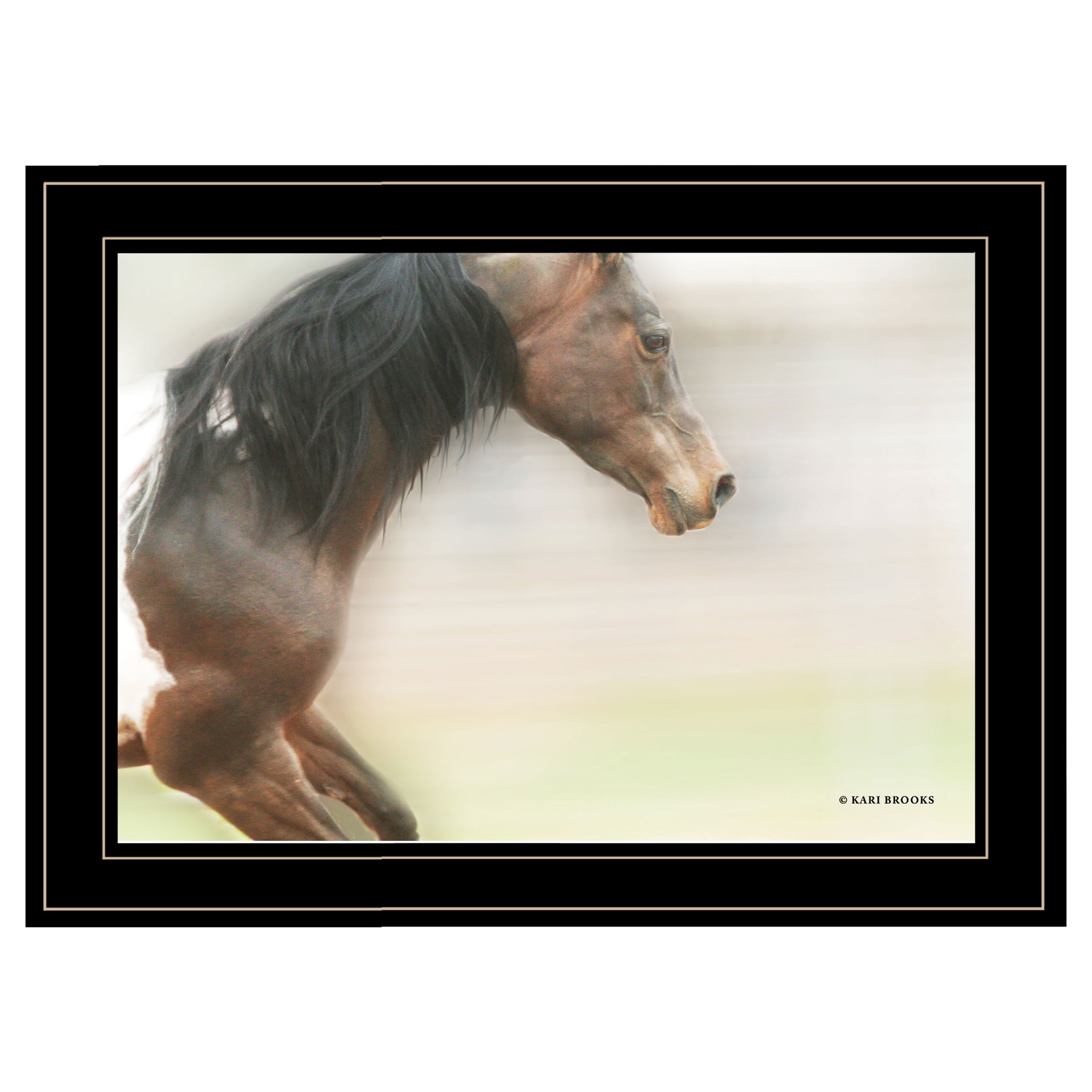 "Leap of Faith" By Kari Brooks, Ready to Hang Framed Print, Horse Wall Art, Black Frame--1