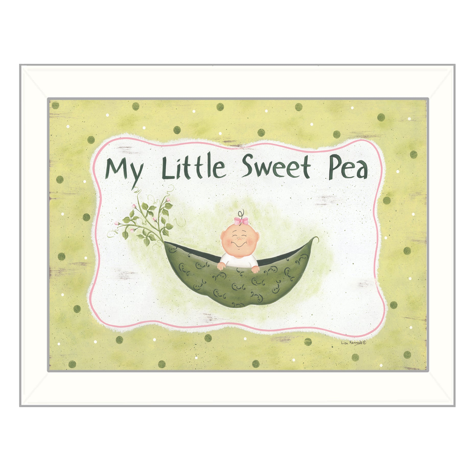 "My Little Sweet Pea" By Lisa Kennedy, Printed Wall Art, Ready To Hang Framed Poster, White Frame--1