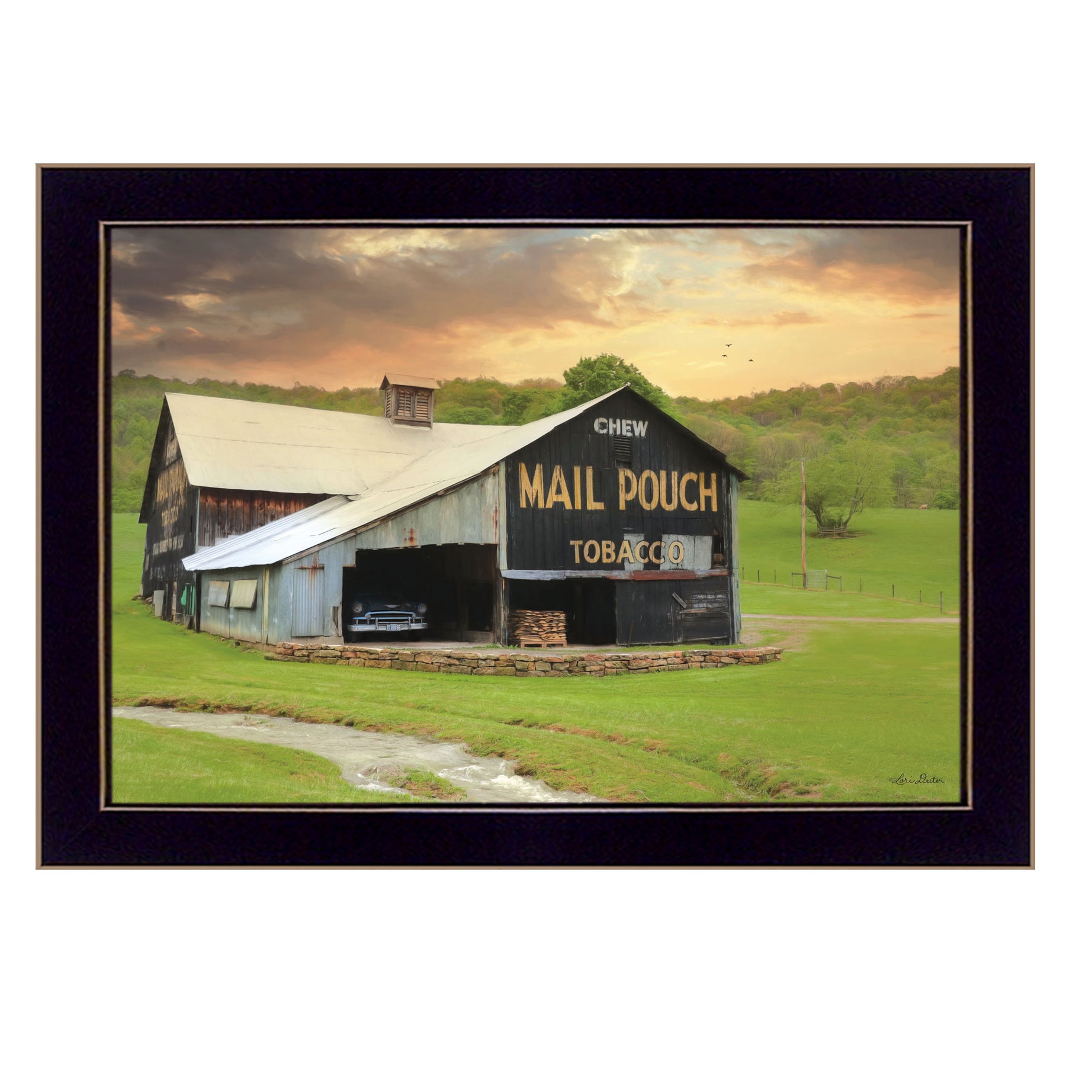 "Mail Pouch Barn" By Lori Deiter, Printed Wall Art, Ready To Hang Framed Poster, Black Frame--1