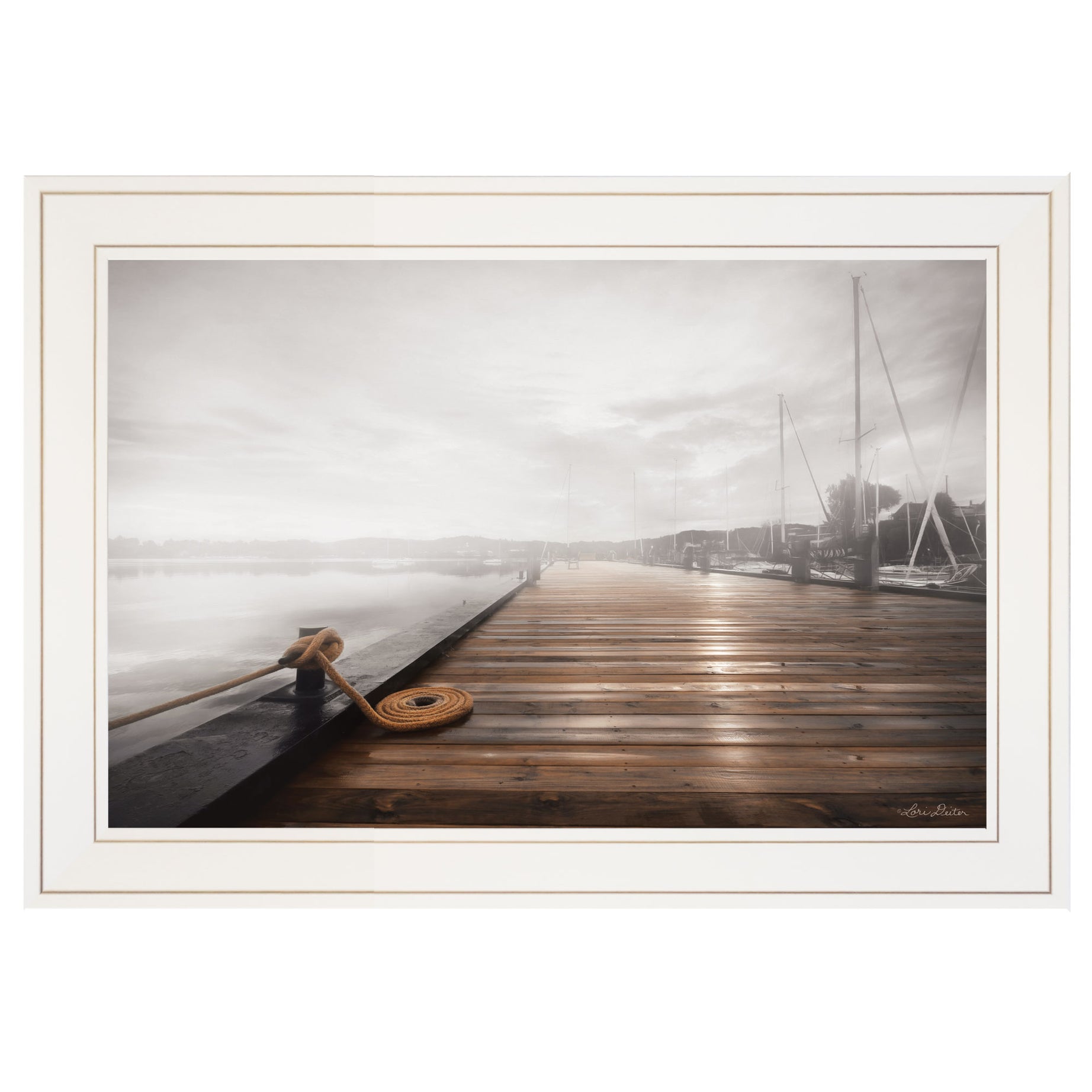 "Newport Dock I" by Lori Deiter, Ready to Hang Framed Print, White Frame--1