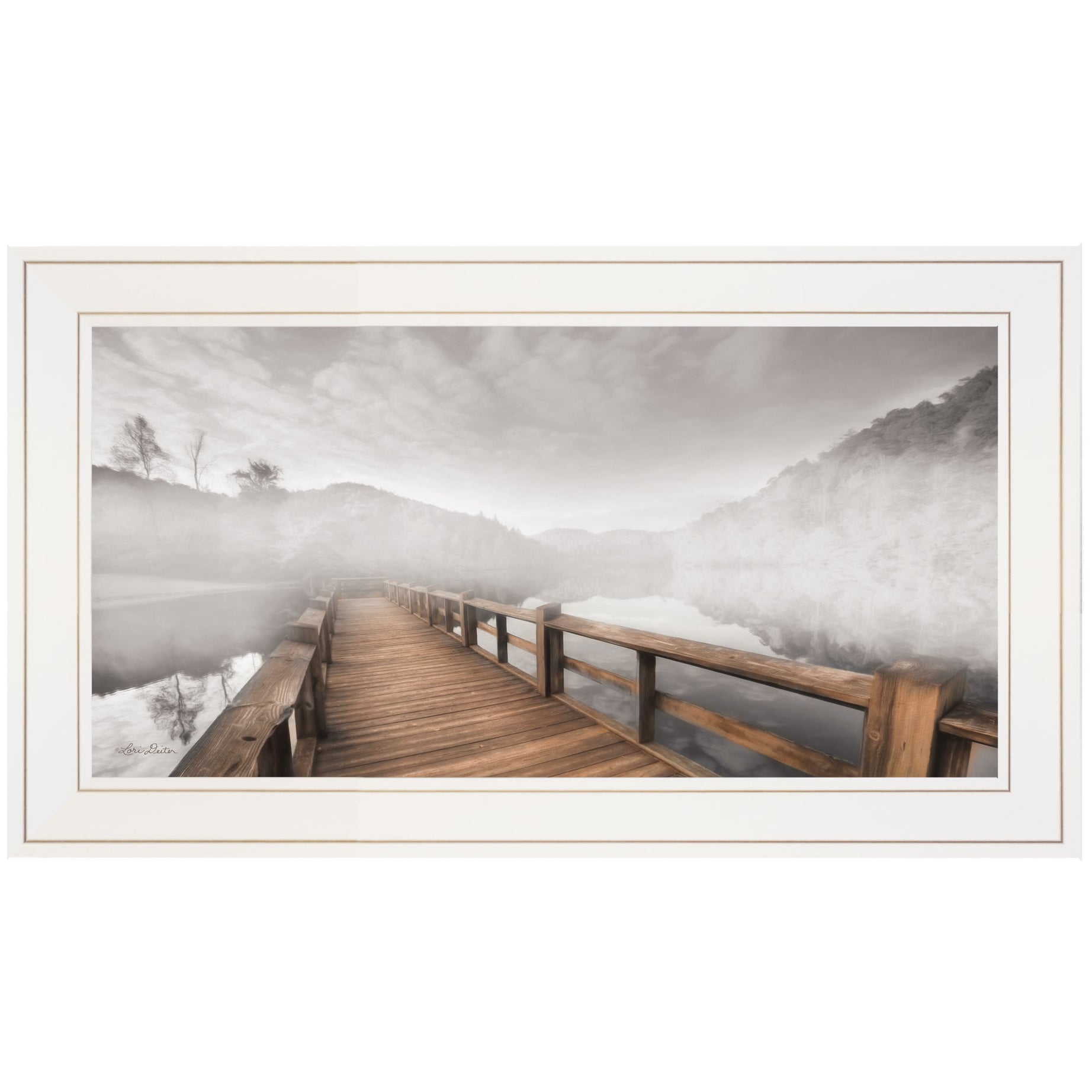 "Lake Cherokee Dock I" by Lori Deiter, Ready to Hang Framed Print, White Frame--1