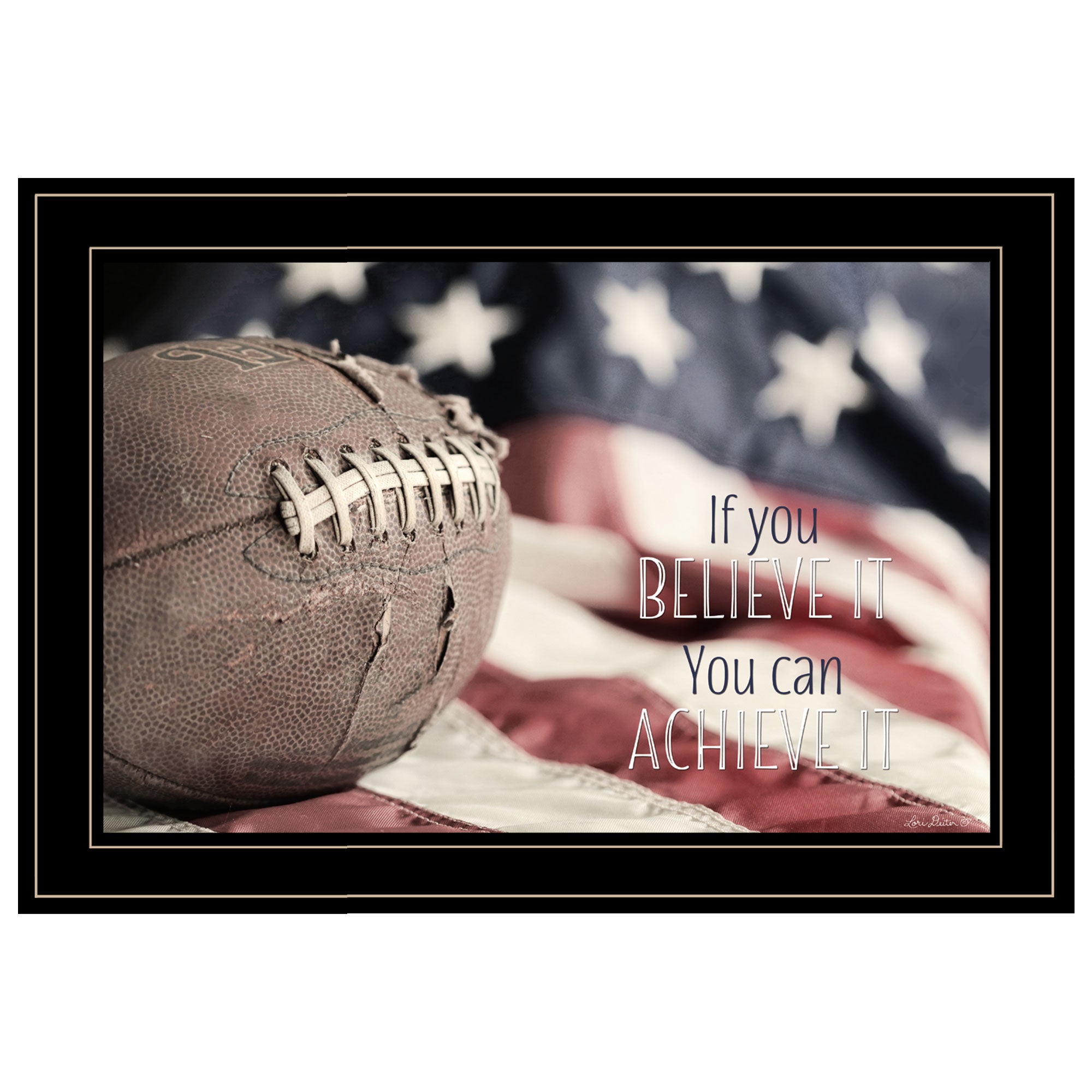 "Football - Believe It" by Lori Deiter, Ready to Hang Framed Print, Black Frame--1