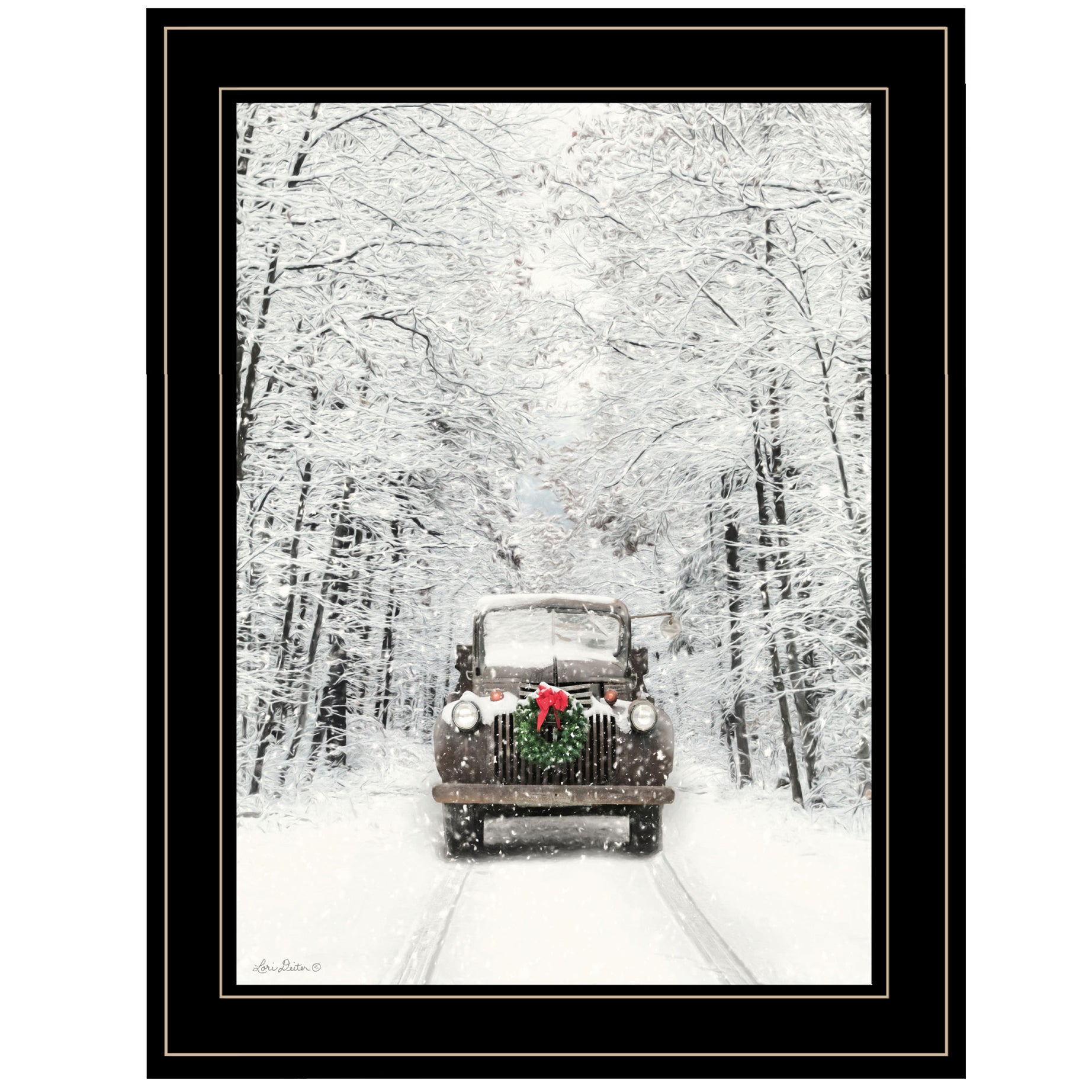 Trendy Decor 4U "Antique Christmas" Framed Wall Art, Modern Home Decor Framed Print for Living Room, Bedroom & Farmhouse Wall Decoration by Lori Deiter--1