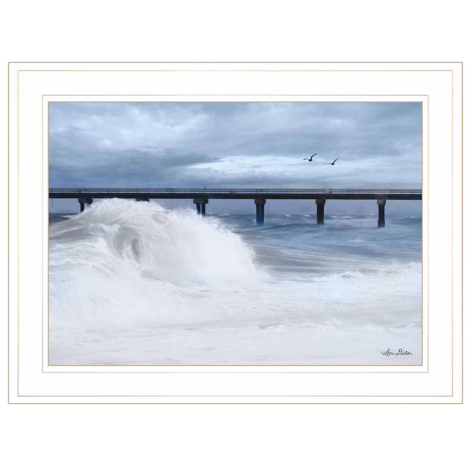 "Blue Waves" by Lori Deiter, Ready to Hang Framed Print, White Frame--1