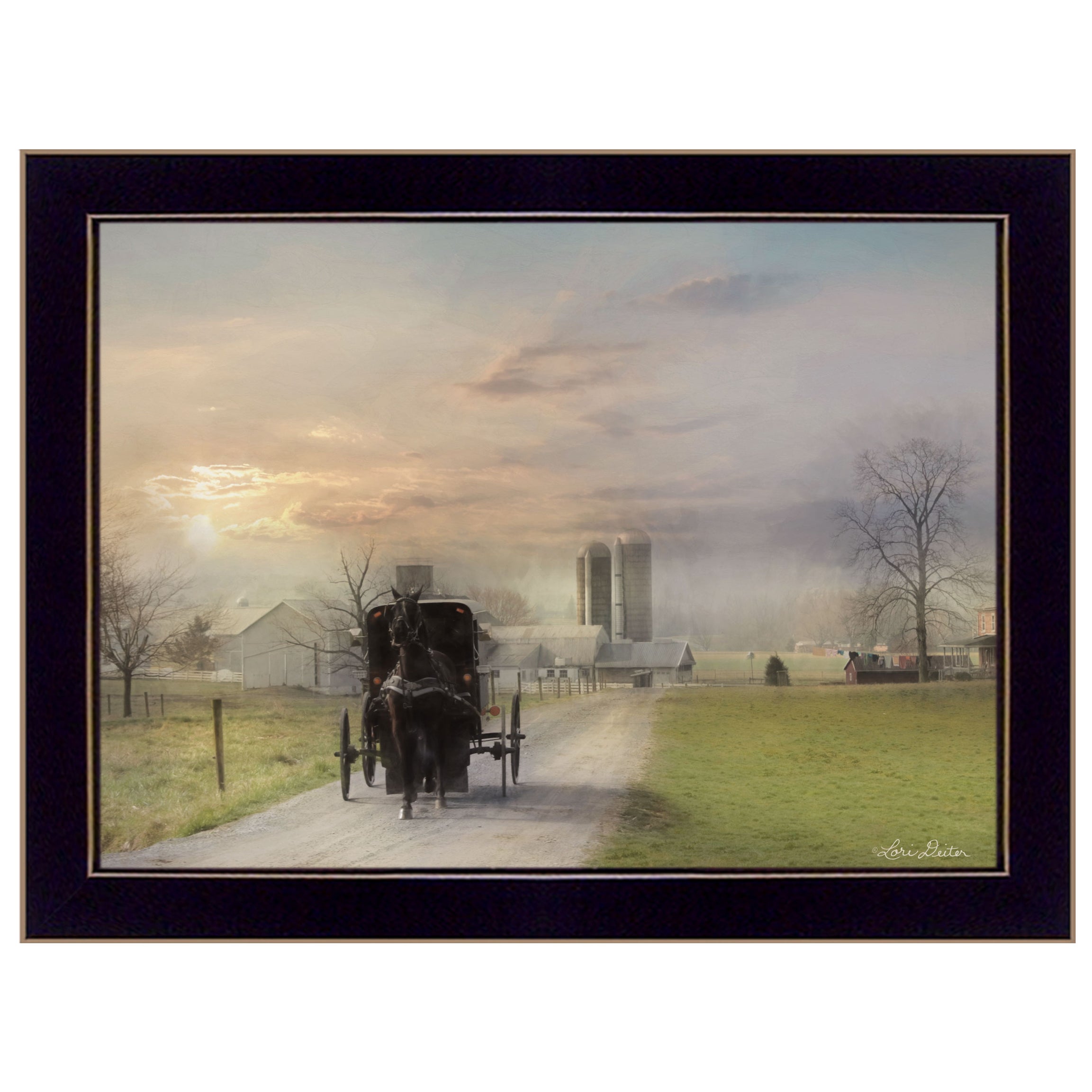 "Morning Exercise" By Lori Deiter, Ready to Hang Framed Print, Black Frame--1