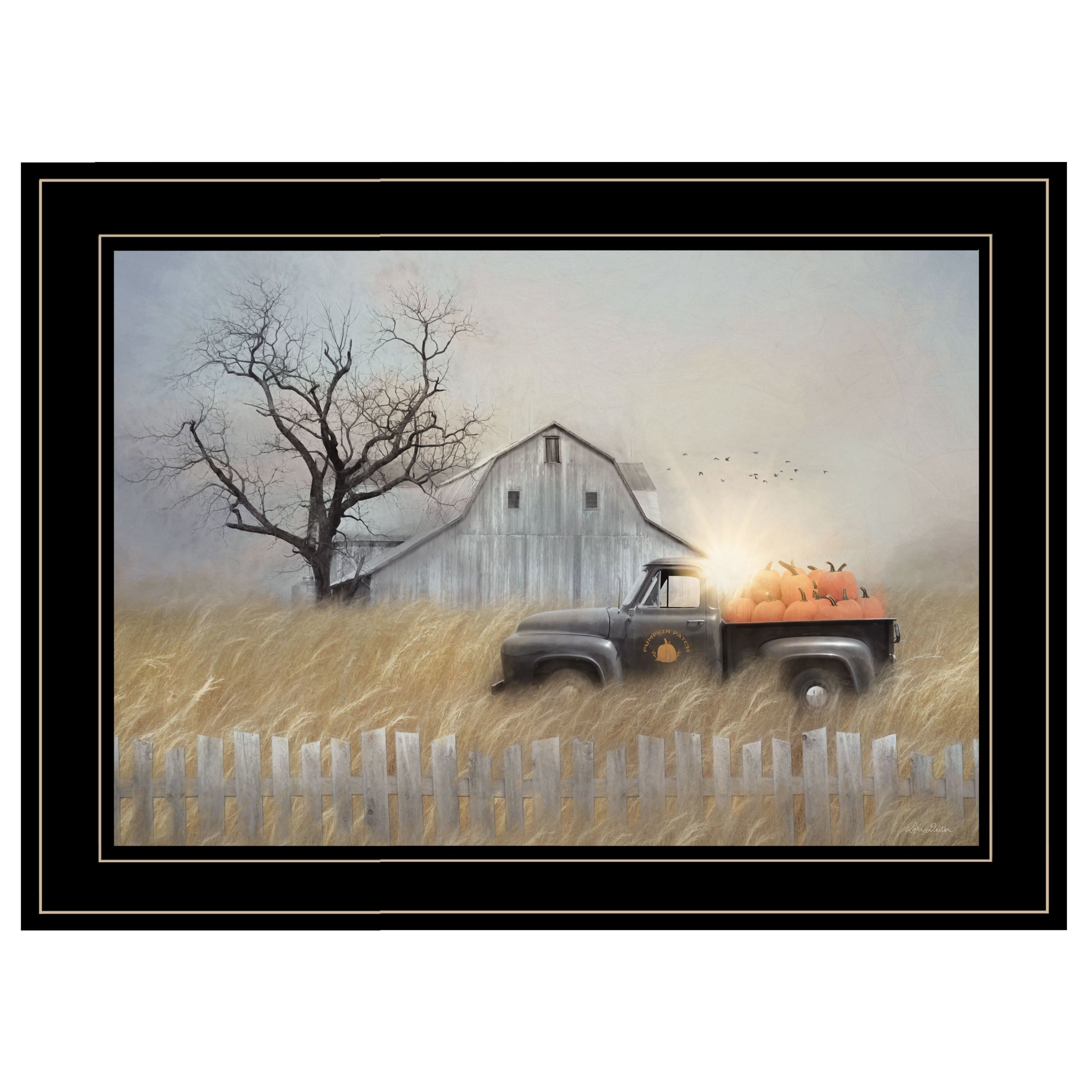 "Fall Pumpkin Harvest" By Lori Deiter, Ready to Hang Framed Print, Black Frame--1