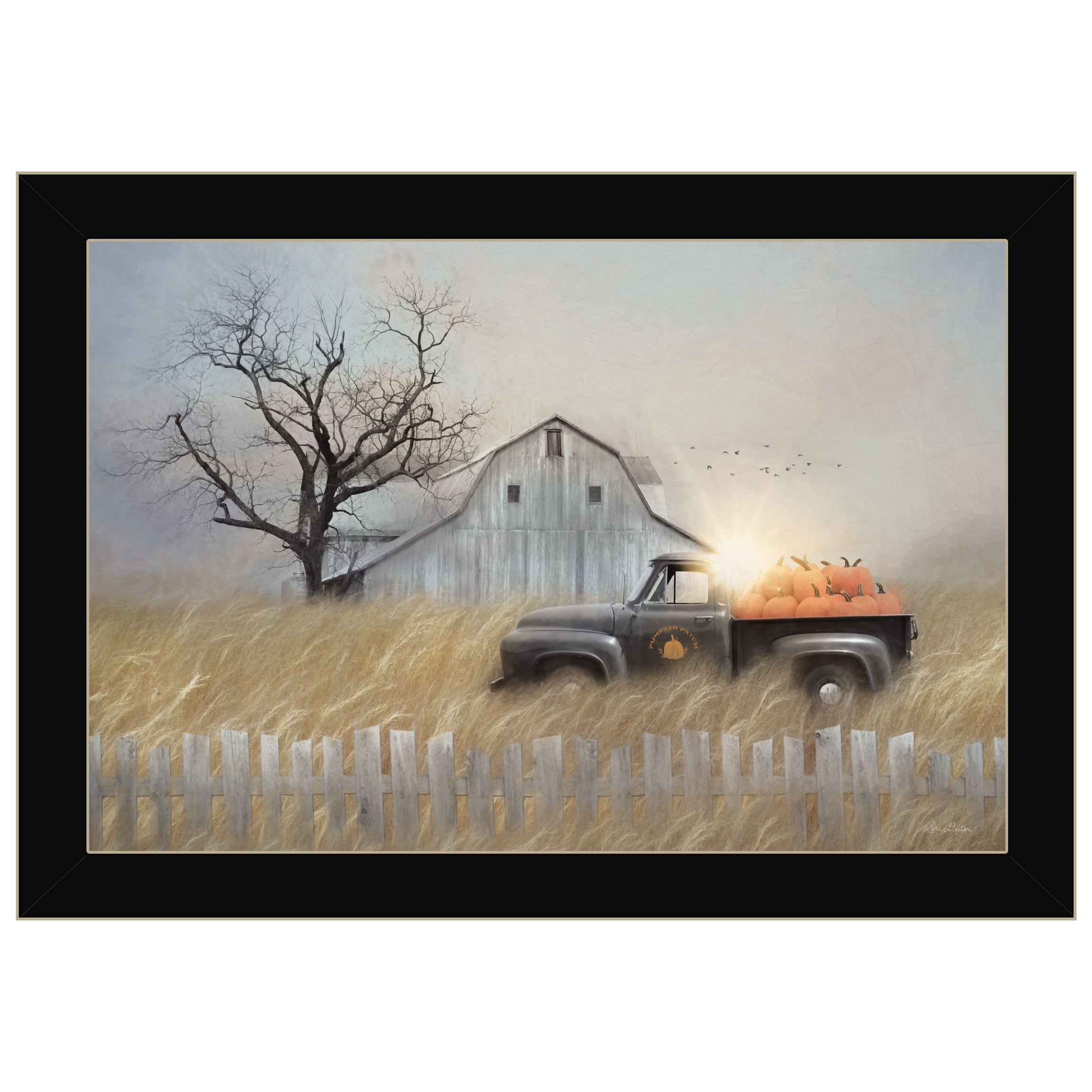 "Fall Pumpkin Harvest" By Lori Deiter, Ready to Hang Framed Print, Black Frame--1