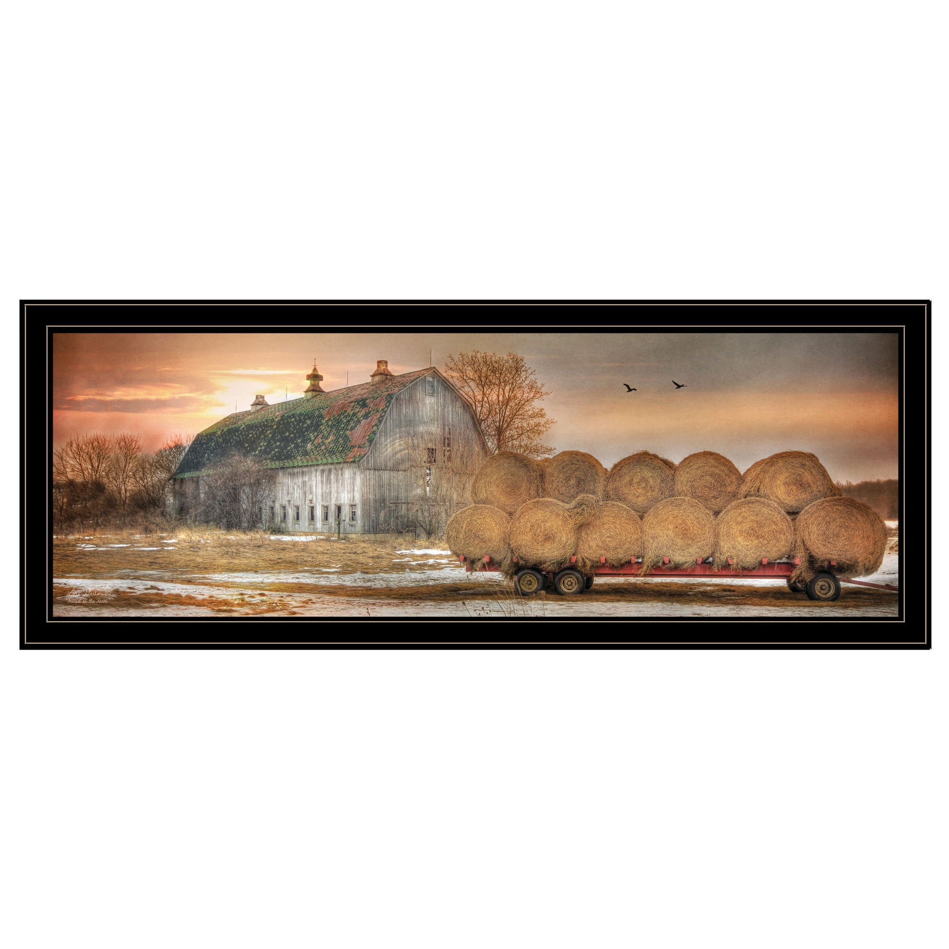 "Sunset on the Farm" by Artisan Lori Deiter , Ready to Hang Framed Print, Black Frame--1