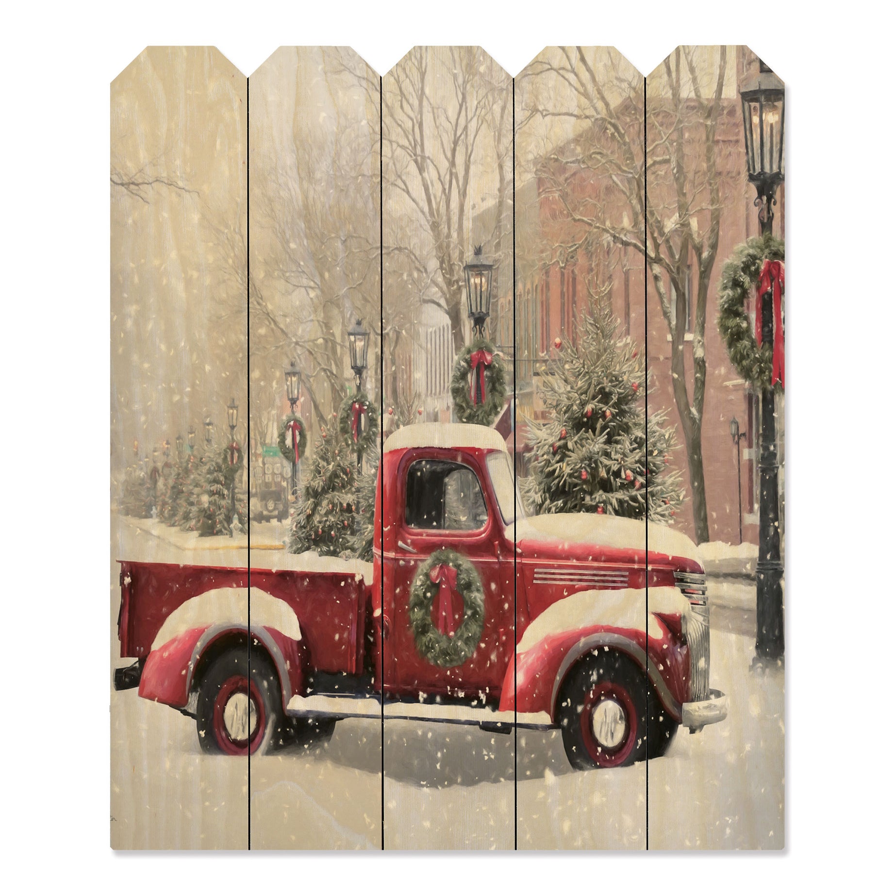 "Snowy Day in Wellsboro" By Artisan Lori Deiter, Printed on Wooden Picket Fence Wall Art--1