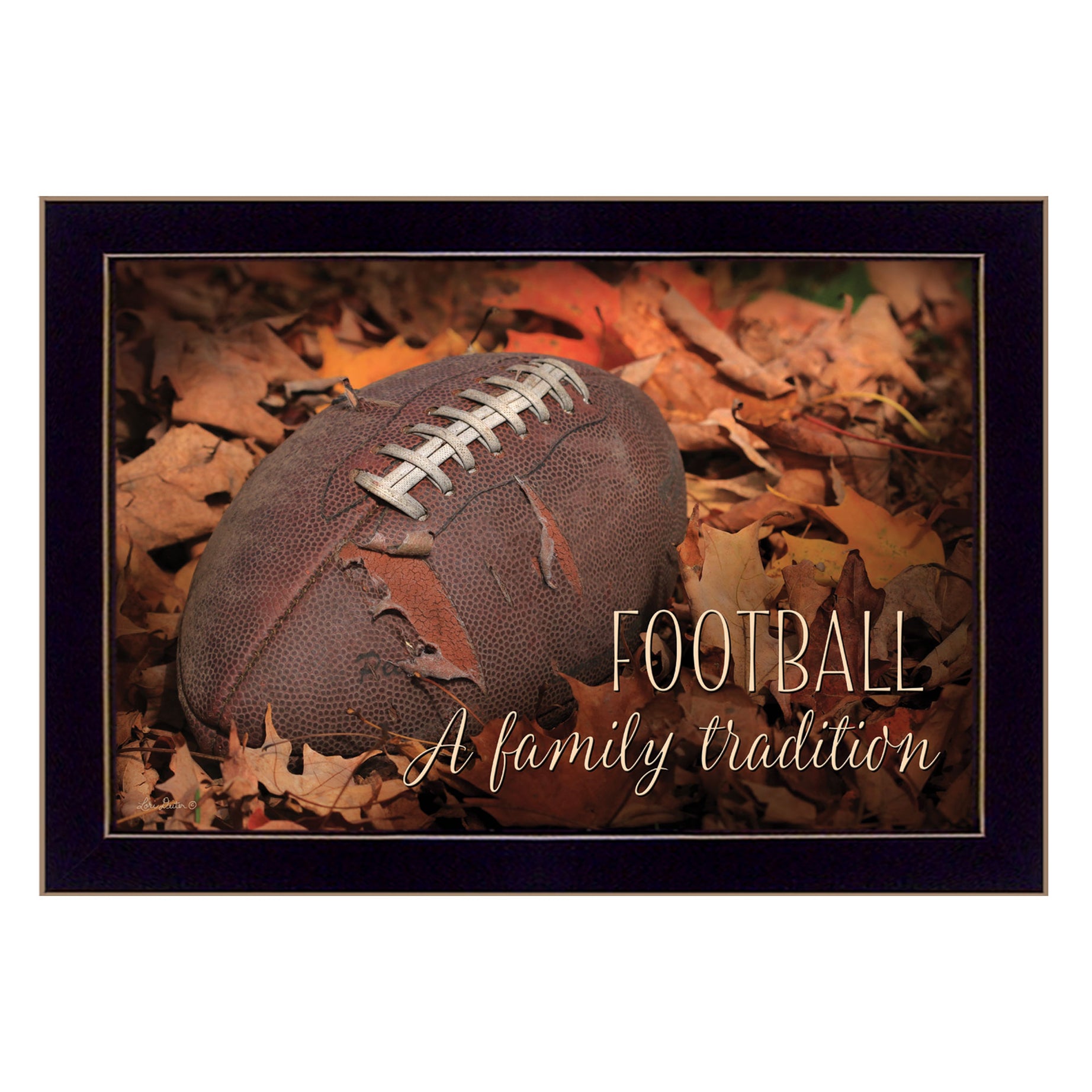 "Football - A Family Tradition" By Lori Deiter, Printed Wall Art, Ready To Hang Framed Poster, Black Frame--1