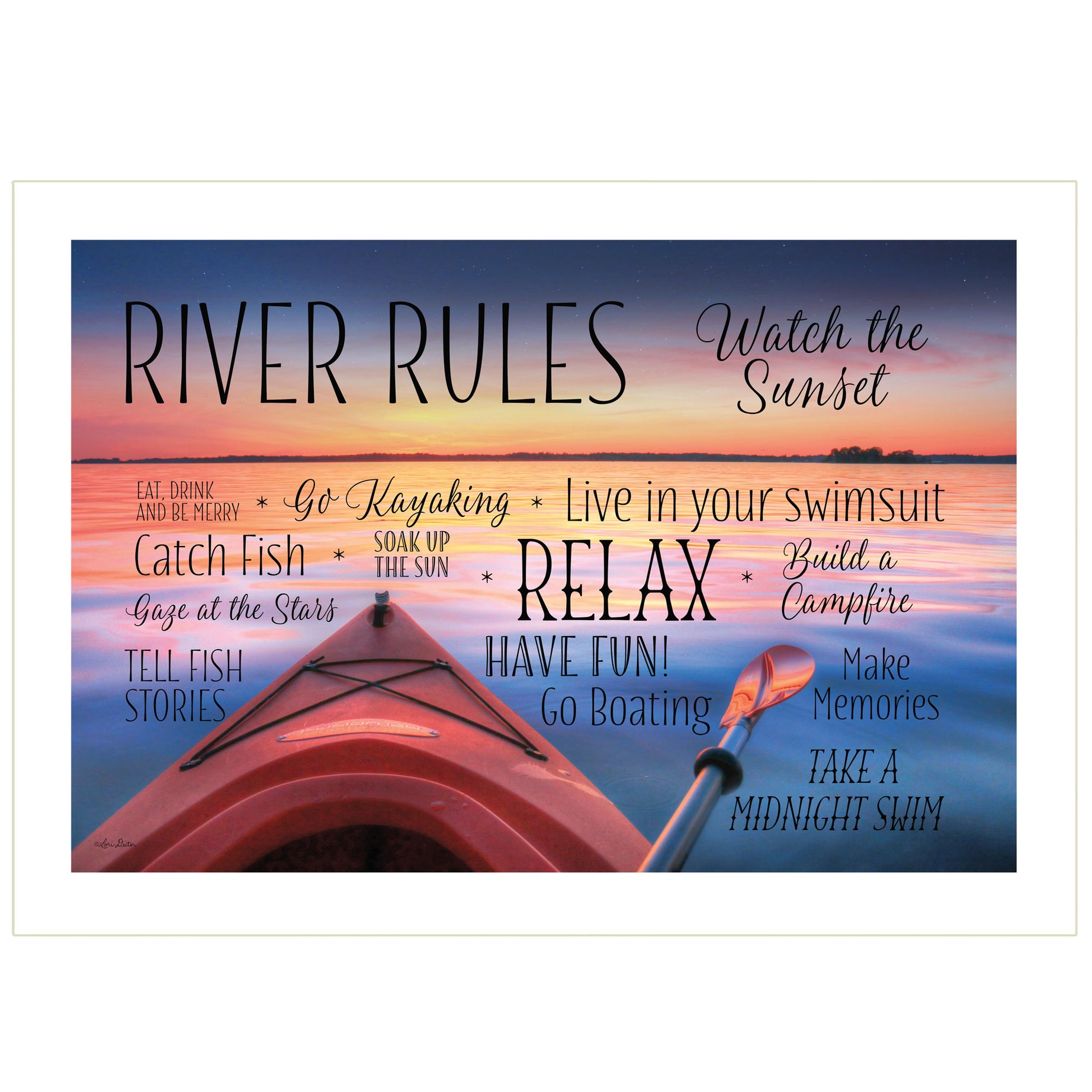 "River Rules" by Lori Deiter, Ready to Hang Framed Print, White Frame--1