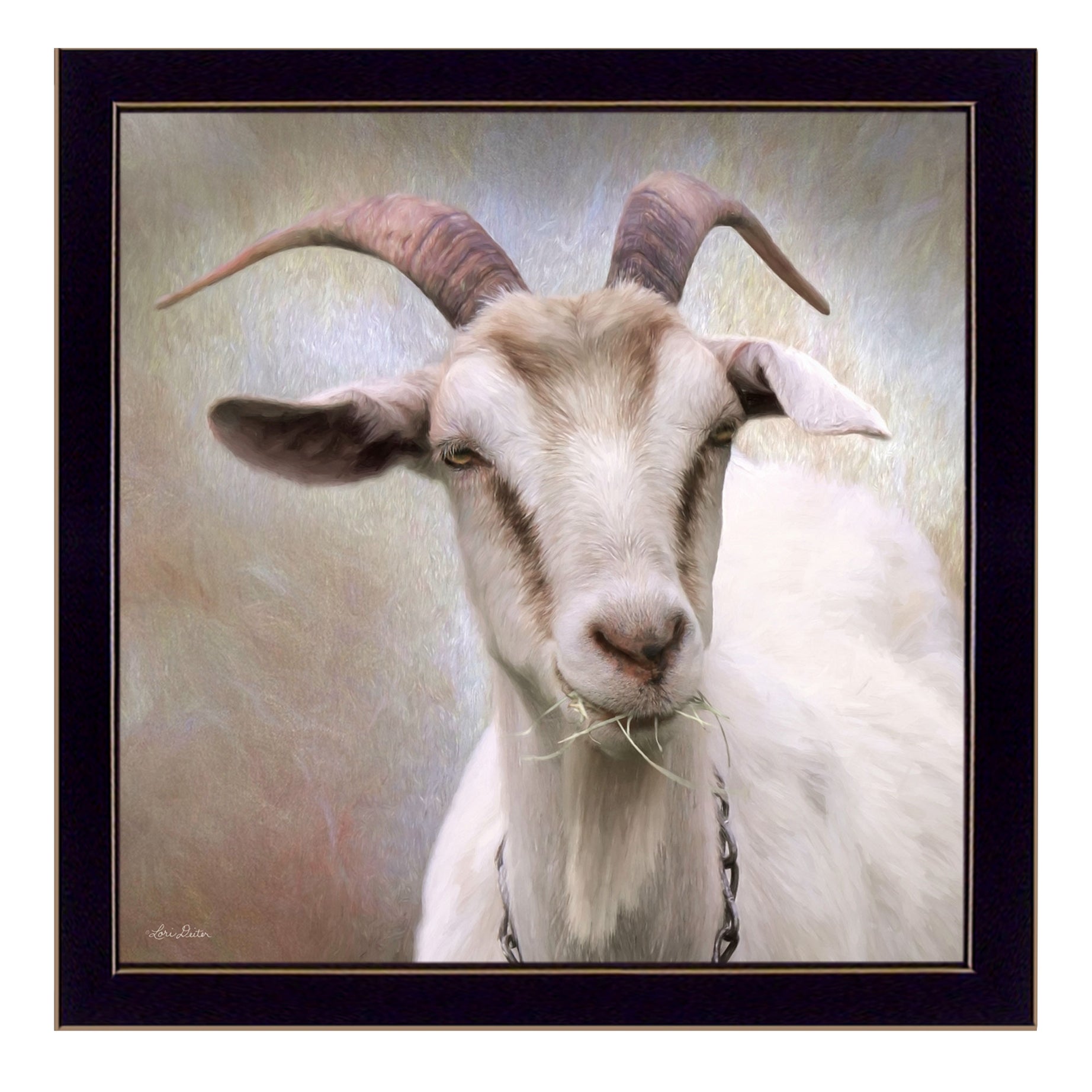 "Up Close Goat" By Lori Deiter, Printed Wall Art, Ready To Hang Framed Poster, Black Frame--1