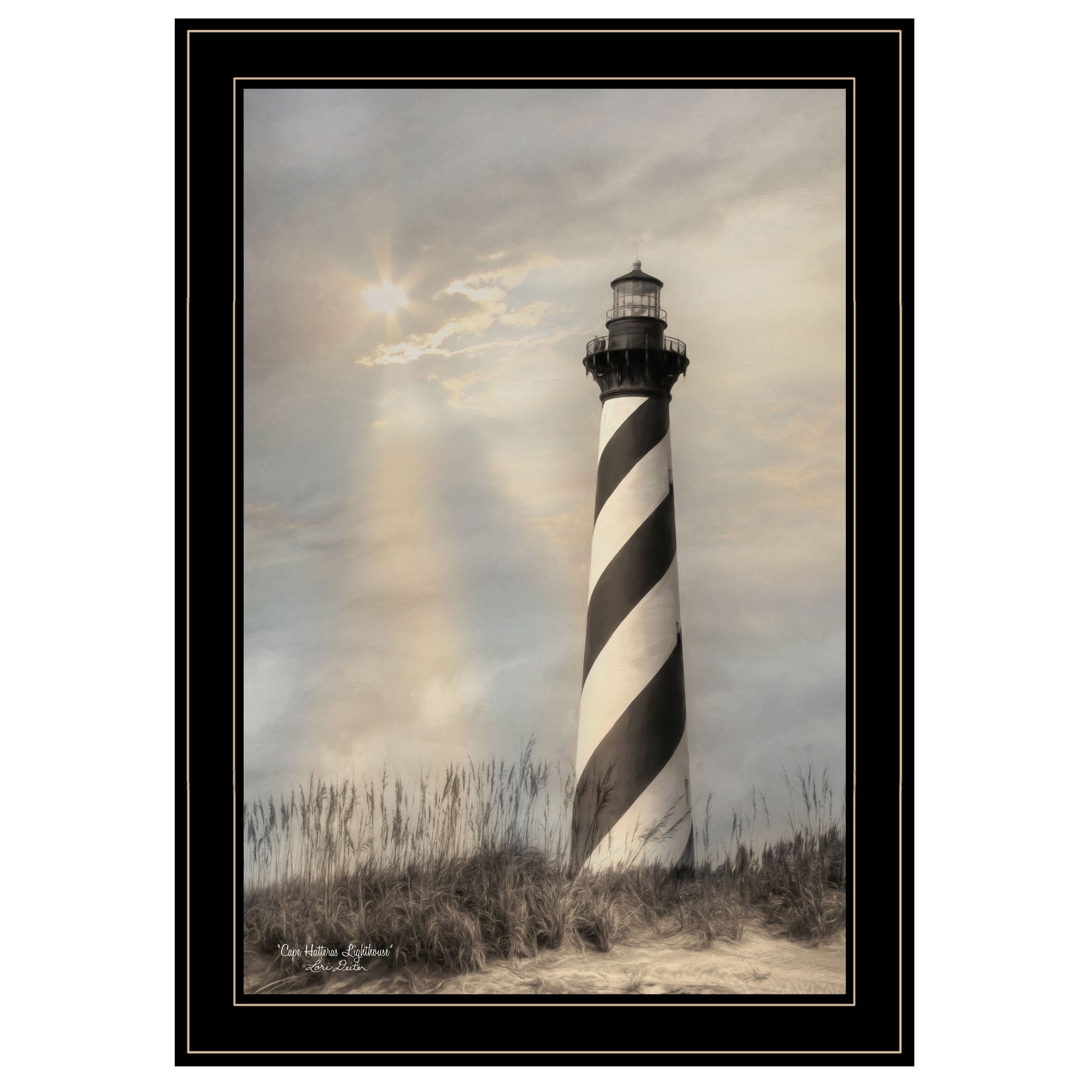 "Cape Hatteras Lighthouse" By Lori Deiter, Ready to Hang Framed Print, Black Frame--1