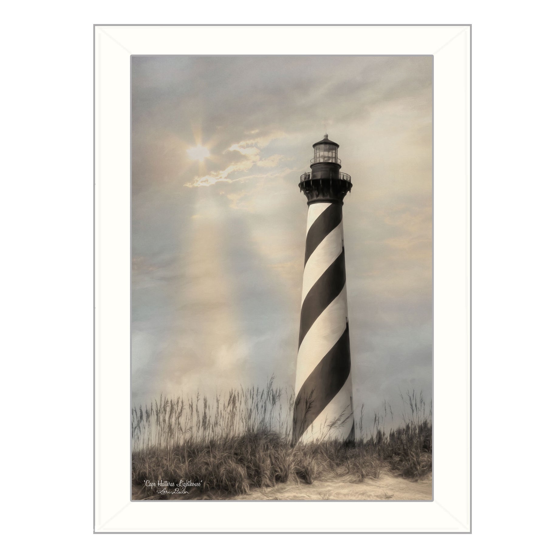 "Cape Hatteras Lighthouse" By Lori Deiter, Printed Wall Art, Ready To Hang Framed Poster, White Frame--1