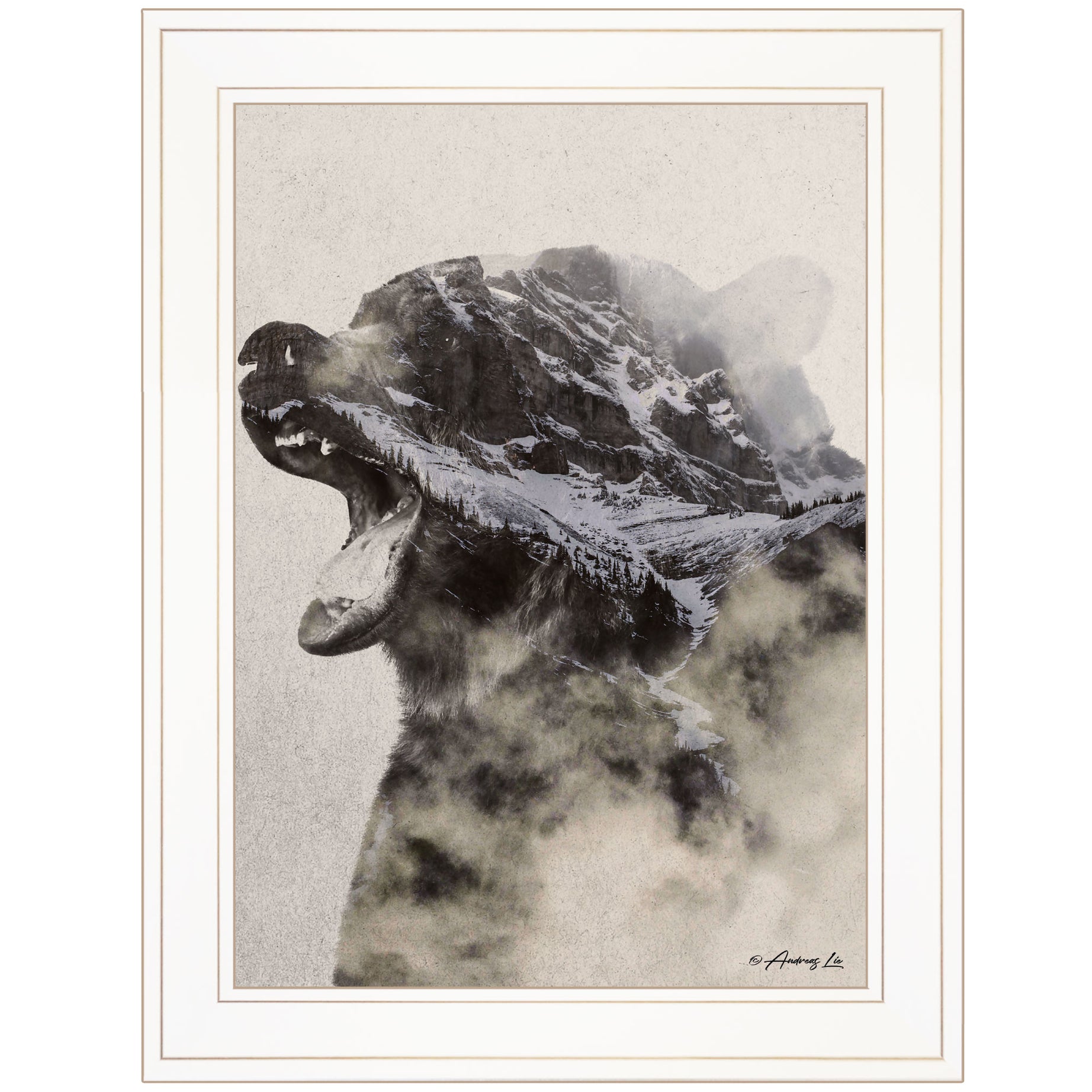 "Bear Fog" by Andreas Lie, Ready to Hang Framed Print, White Frame--1