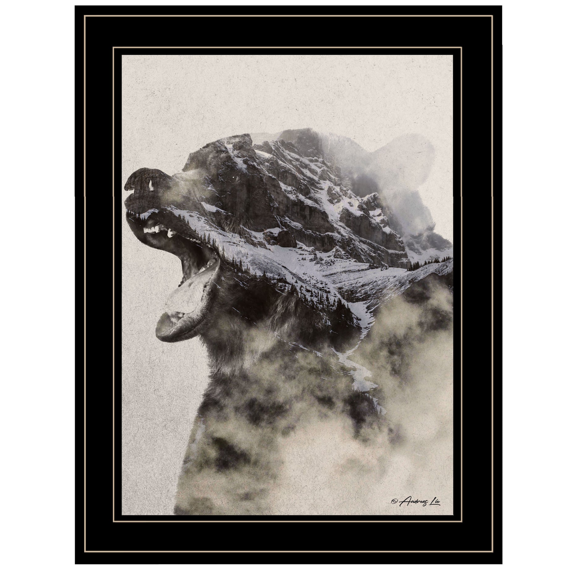 "Bear Fog" by Andreas Lie, Ready to Hang Framed Print, Black Frame--1