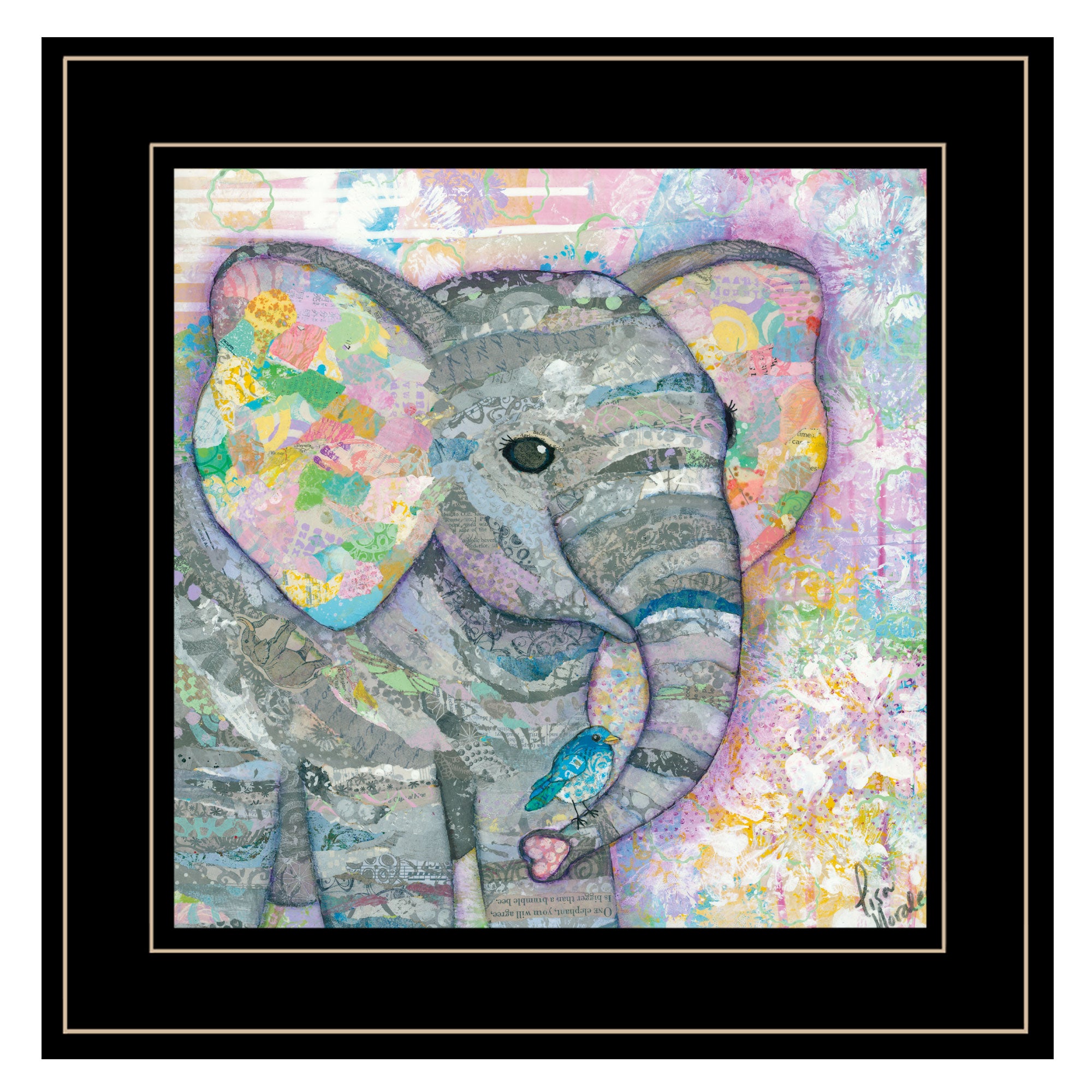 "Elephant I" By Lisa Morales, Ready to Hang Framed Print, Black Frame--1