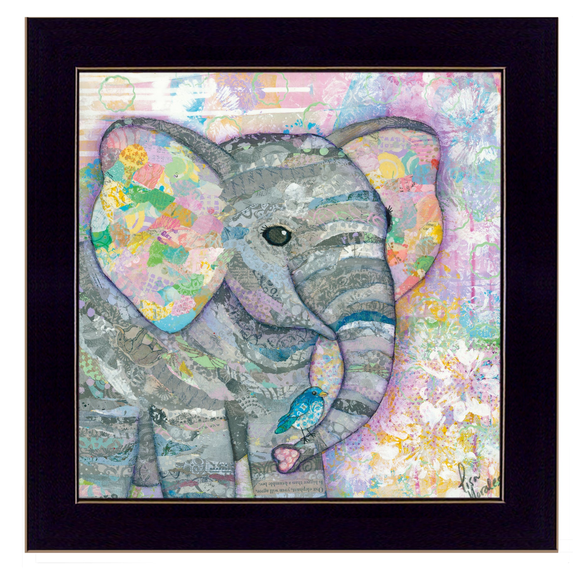 "Elephant I" By Lisa Morales, Ready to Hang Framed Print, Black Frame--1