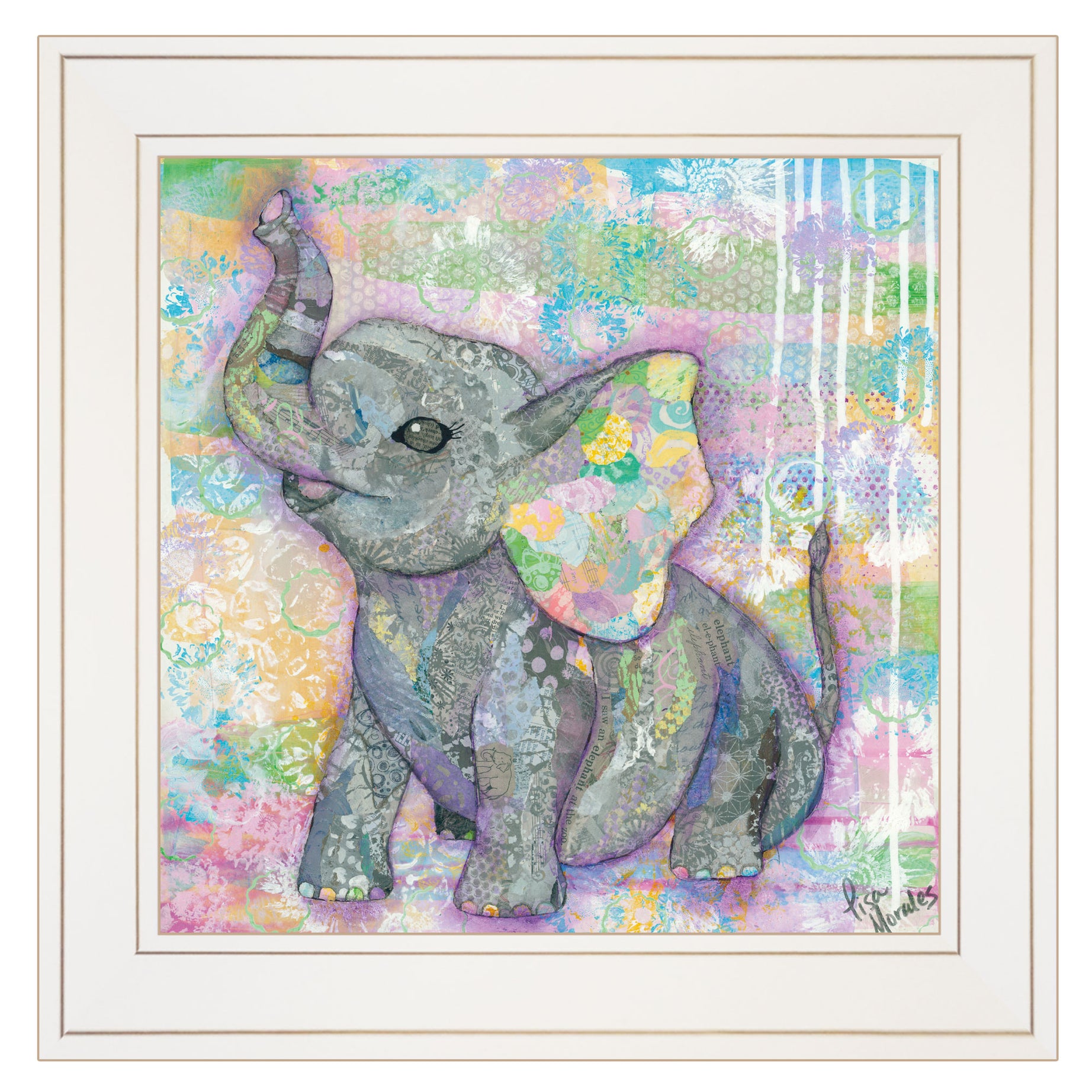 "Elephant II" By Lisa Morales, Ready to Hang Framed Print, White Frame--1