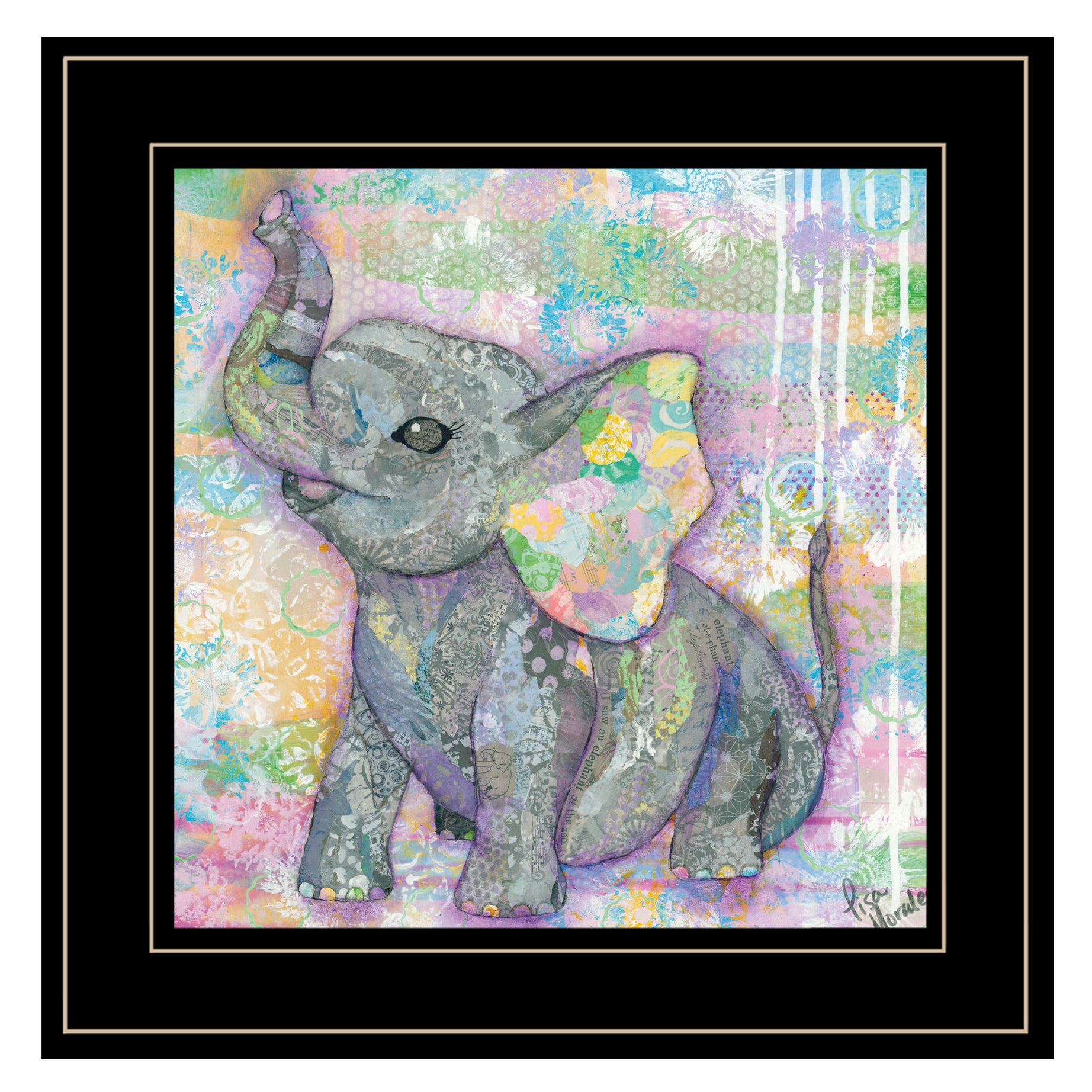 "Elephant II" By Lisa Morales, Ready to Hang Framed Print, Black Frame--1