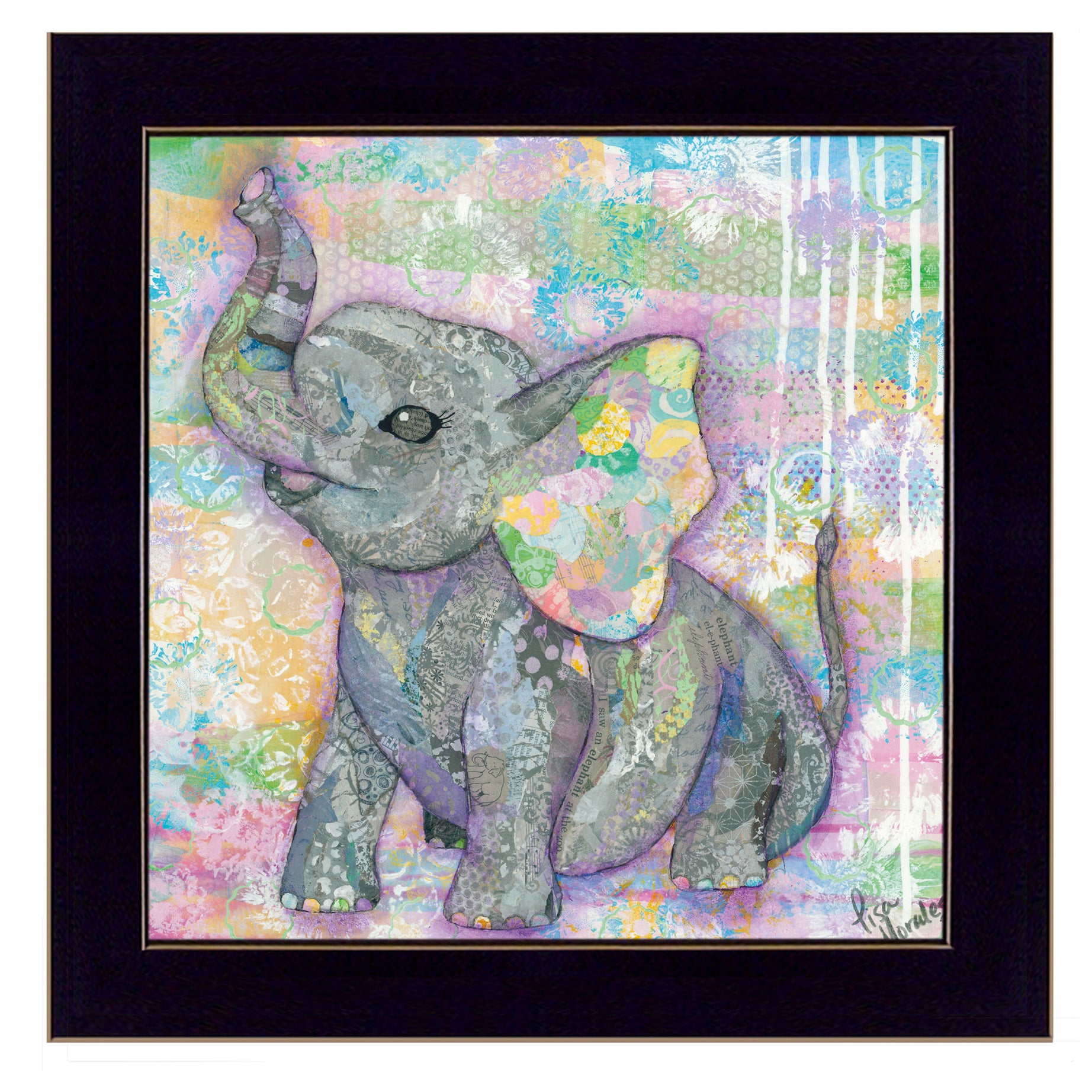 "Elephant II" By Lisa Morales, Ready to Hang Framed Print, Black Frame--1