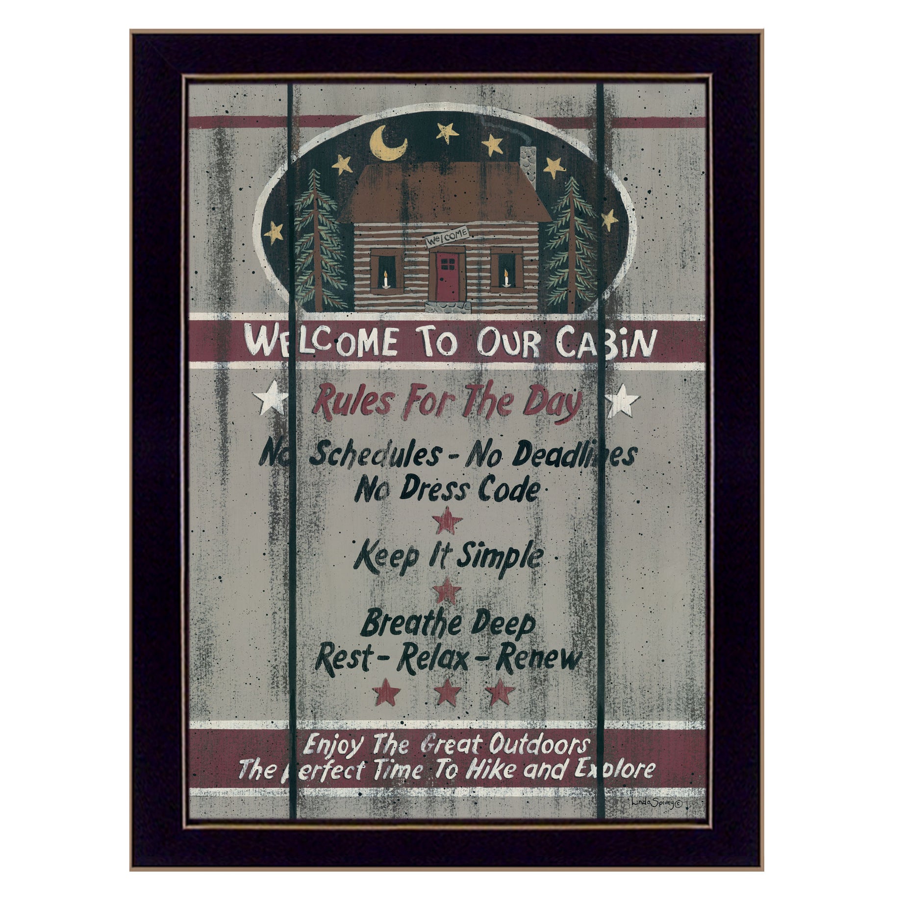 "Cabin Rules" by Linda Spivey, Ready to Hang Framed Print, Black Frame--1