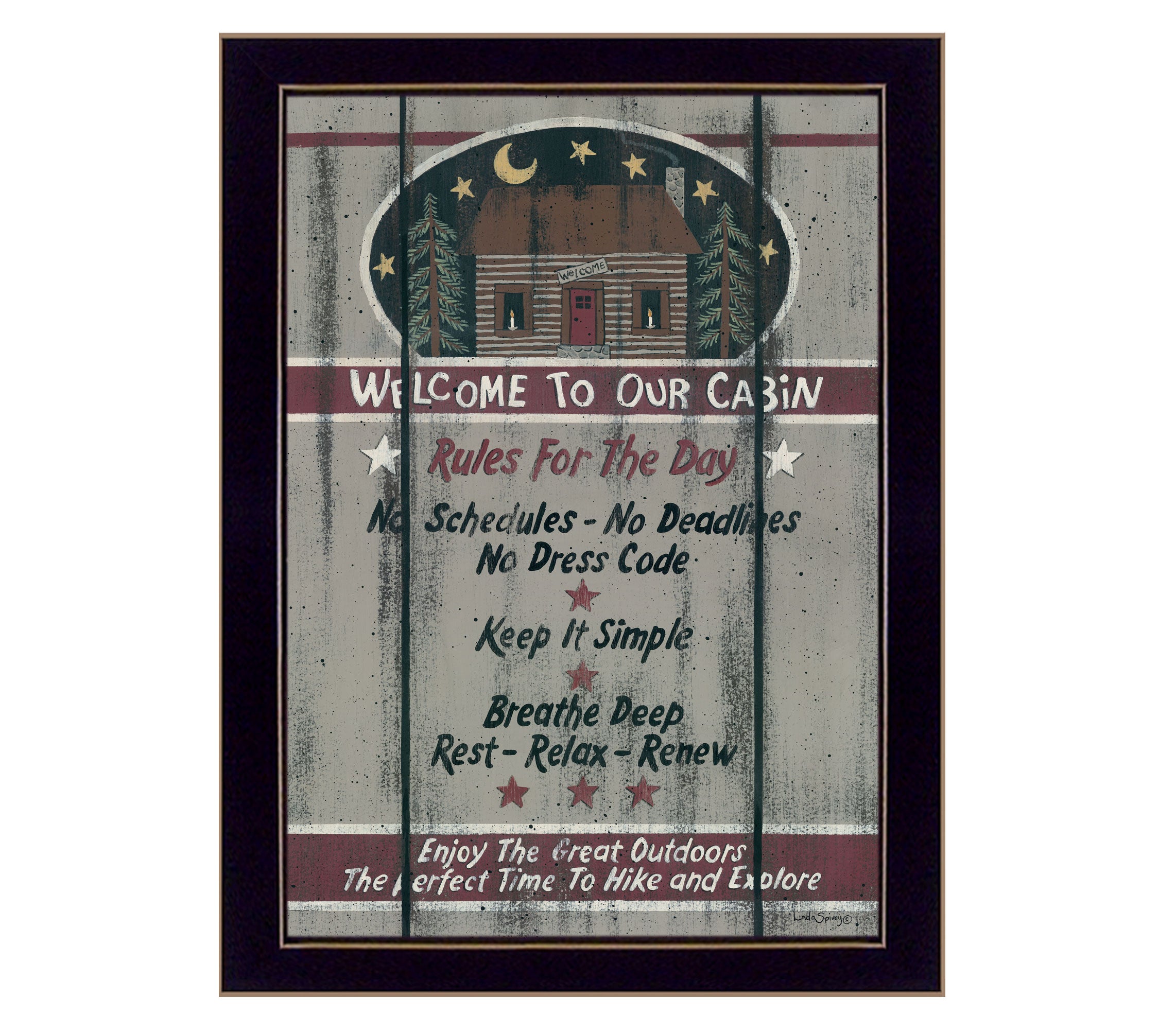 "Cabin Rules" by Linda Spivey, Ready to Hang Framed Print, Black Frame--1