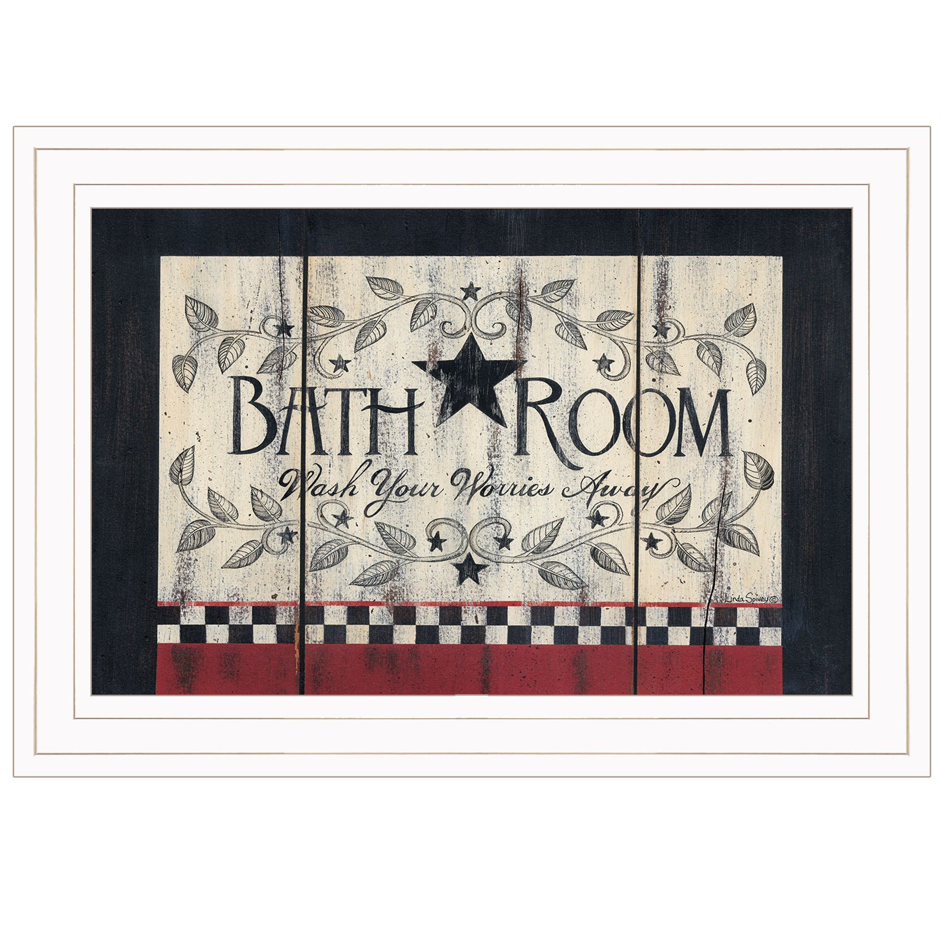 "Bathroom" By Linda Spivey, Ready to Hang Framed Print, White Frame--1