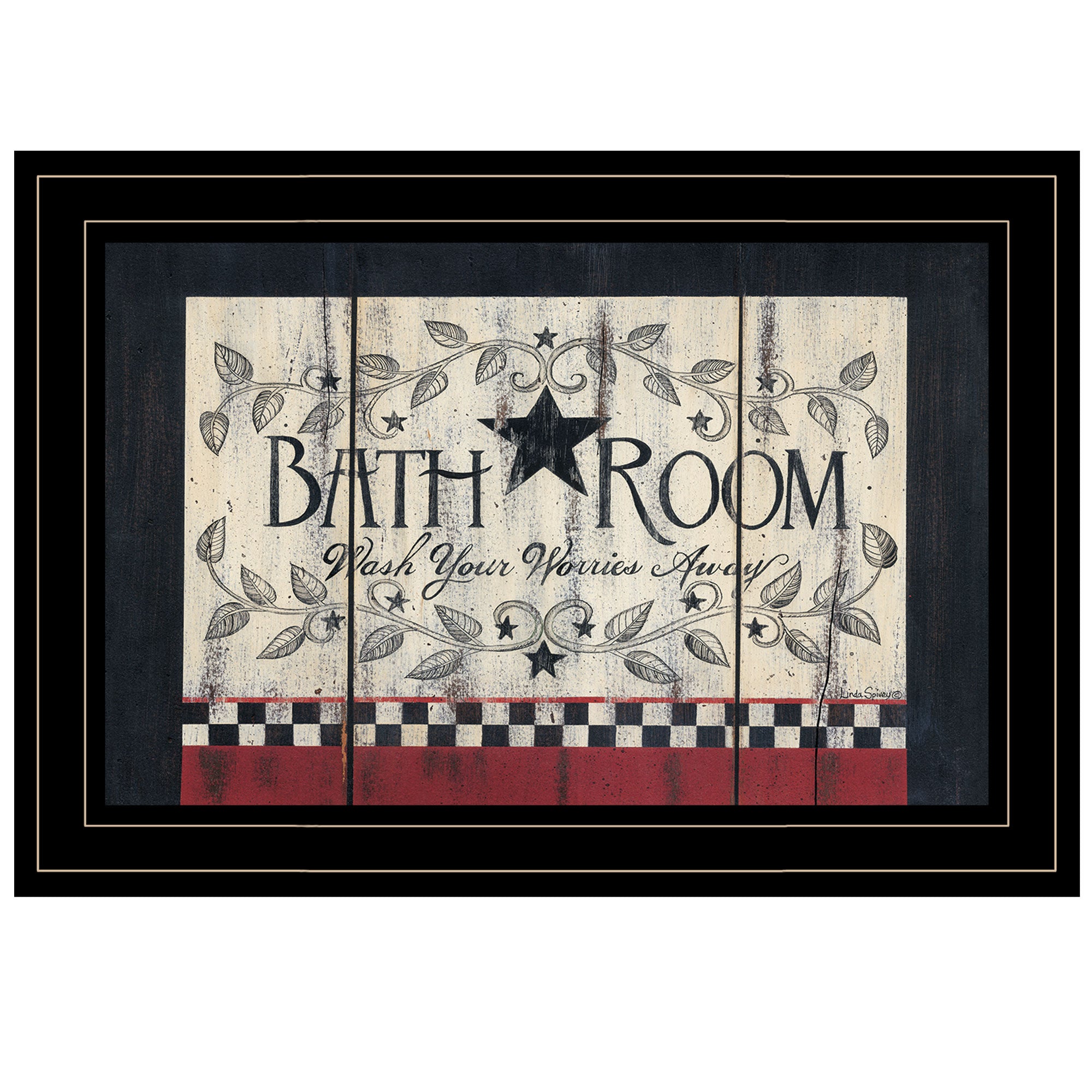 "Bathroom" By Linda Spivey, Ready to Hang Framed Print, Black Frame--1