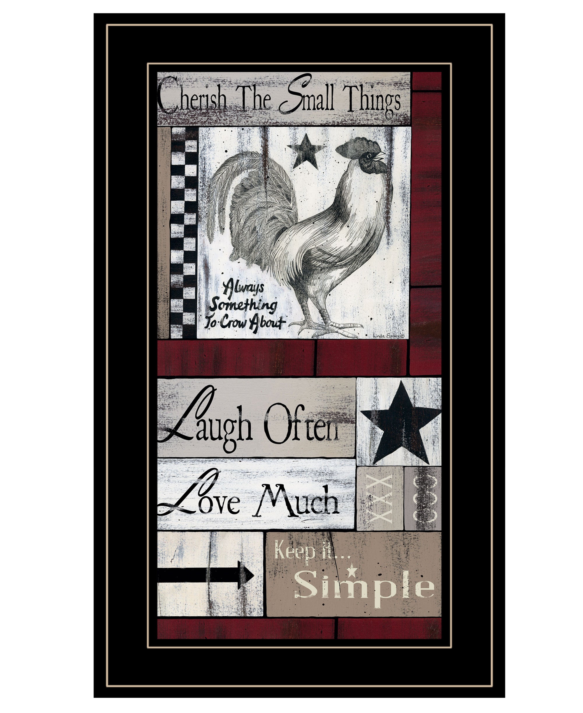 "Cherish The Small things" by Artisan Linda Spivery, Ready to Hang Framed Print, Black Frame--1