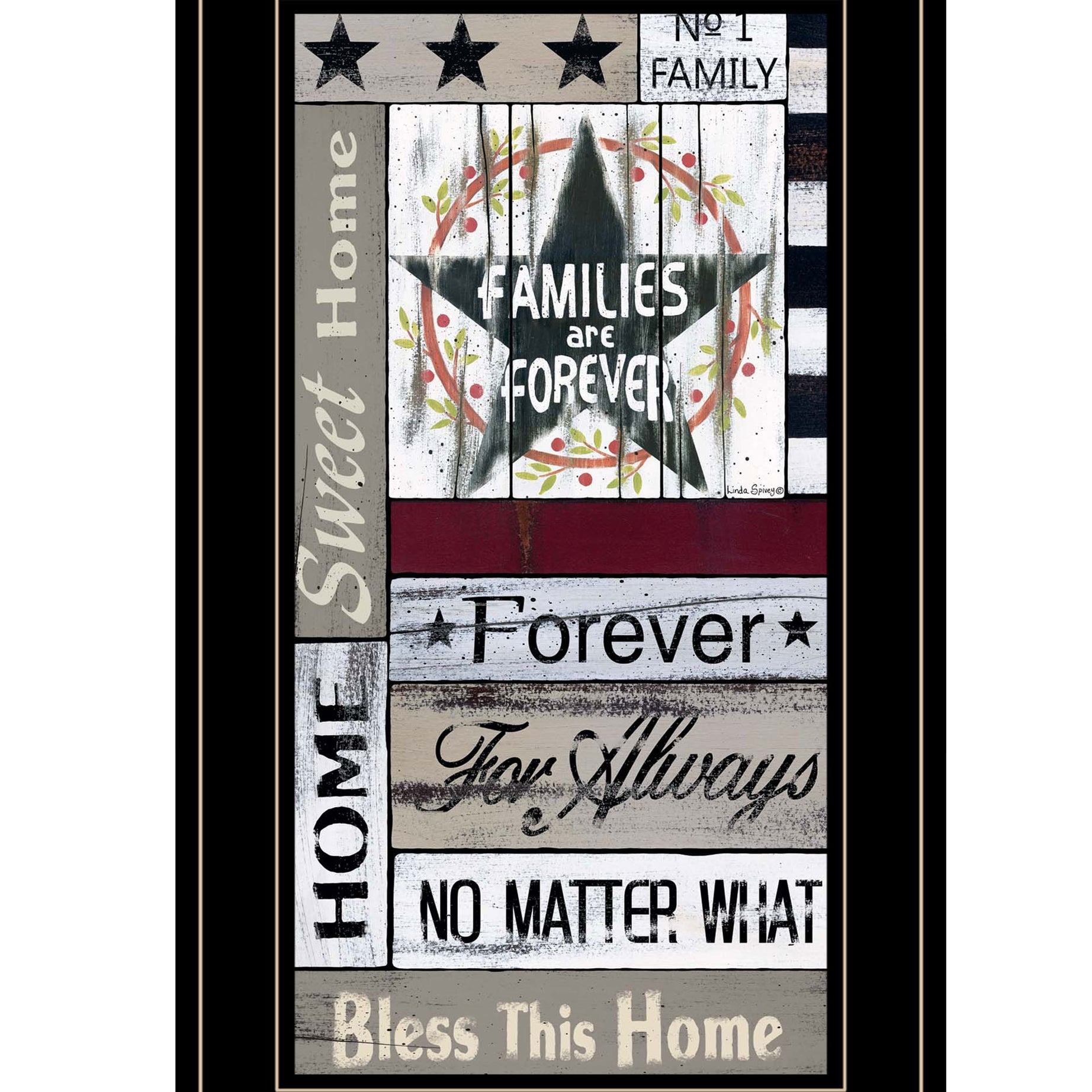 "Families are Forever" by Artisan Linda Spivery, Ready to Hang Framed Print, Black Frame--1