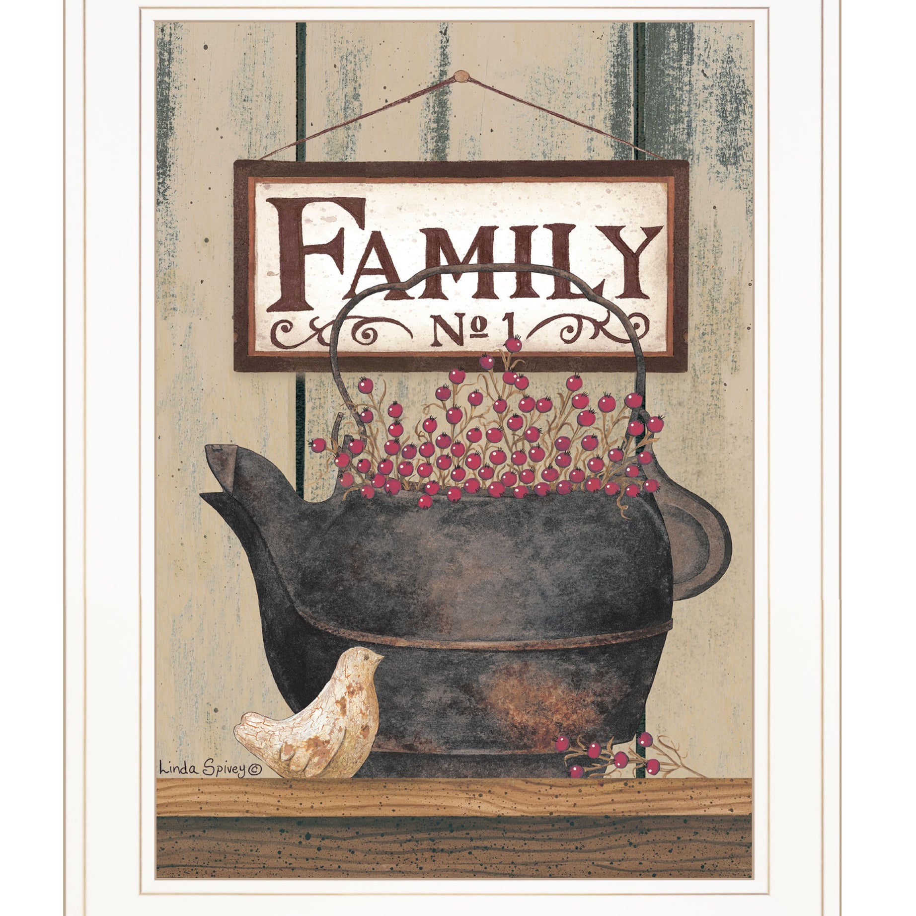 "FAMILY NO.1" by Artisan Linda Spivery, Ready to Hang Framed Print, White Frame--1