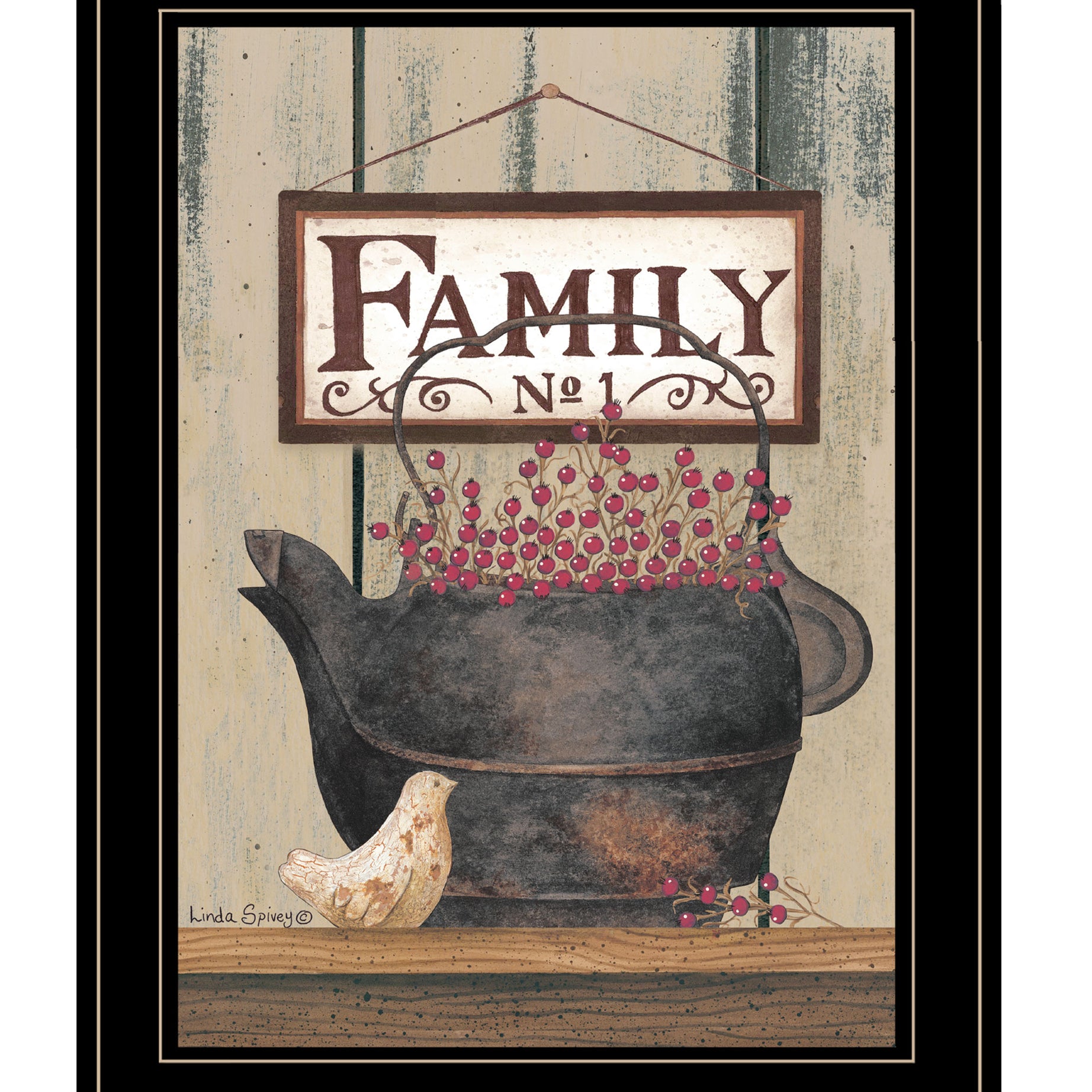 "FAMILY NO.1" by Artisan Linda Spivery, Ready to Hang Framed Print, Black Frame--1