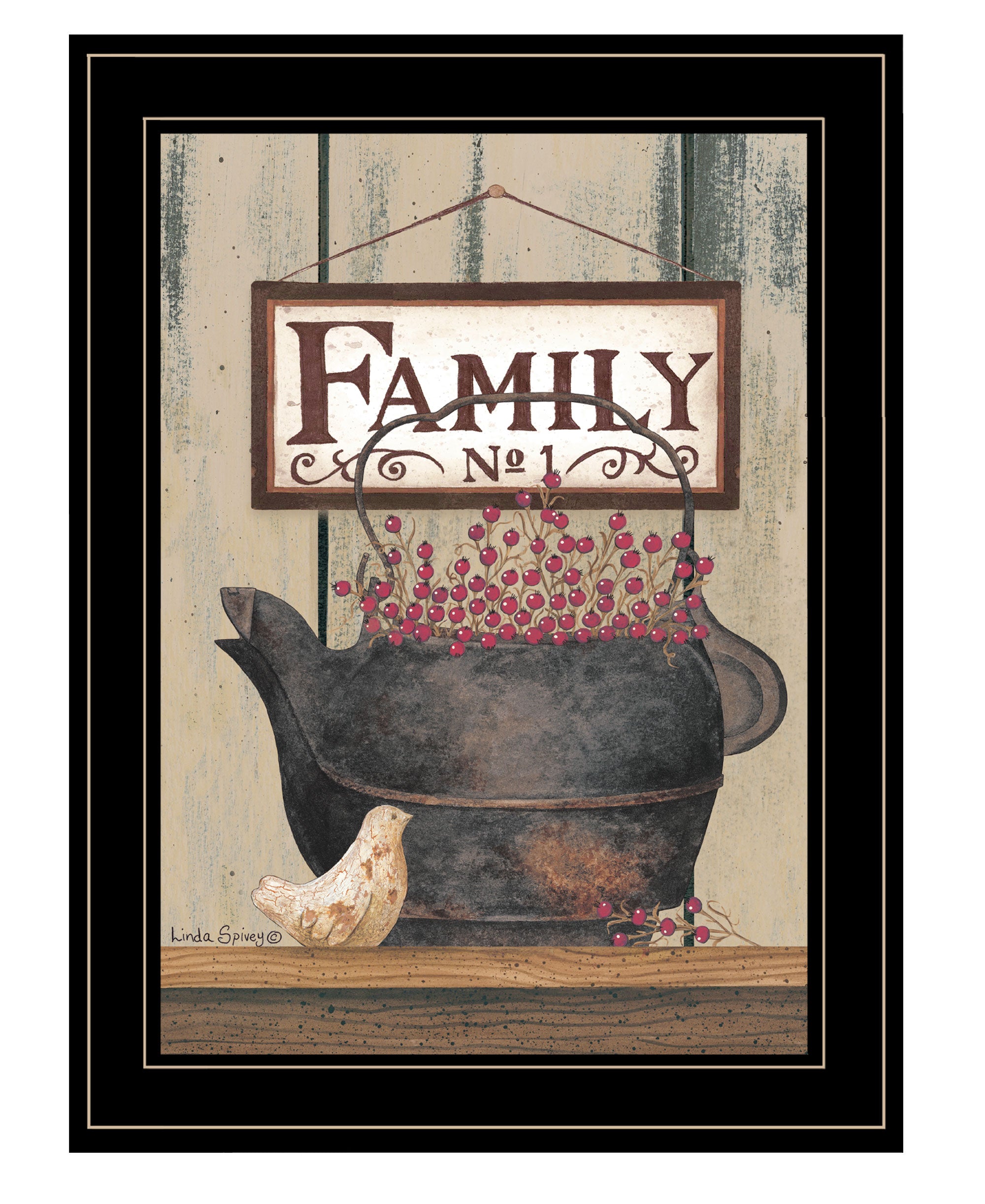 "FAMILY NO.1" by Artisan Linda Spivery, Ready to Hang Framed Print, Black Frame--1