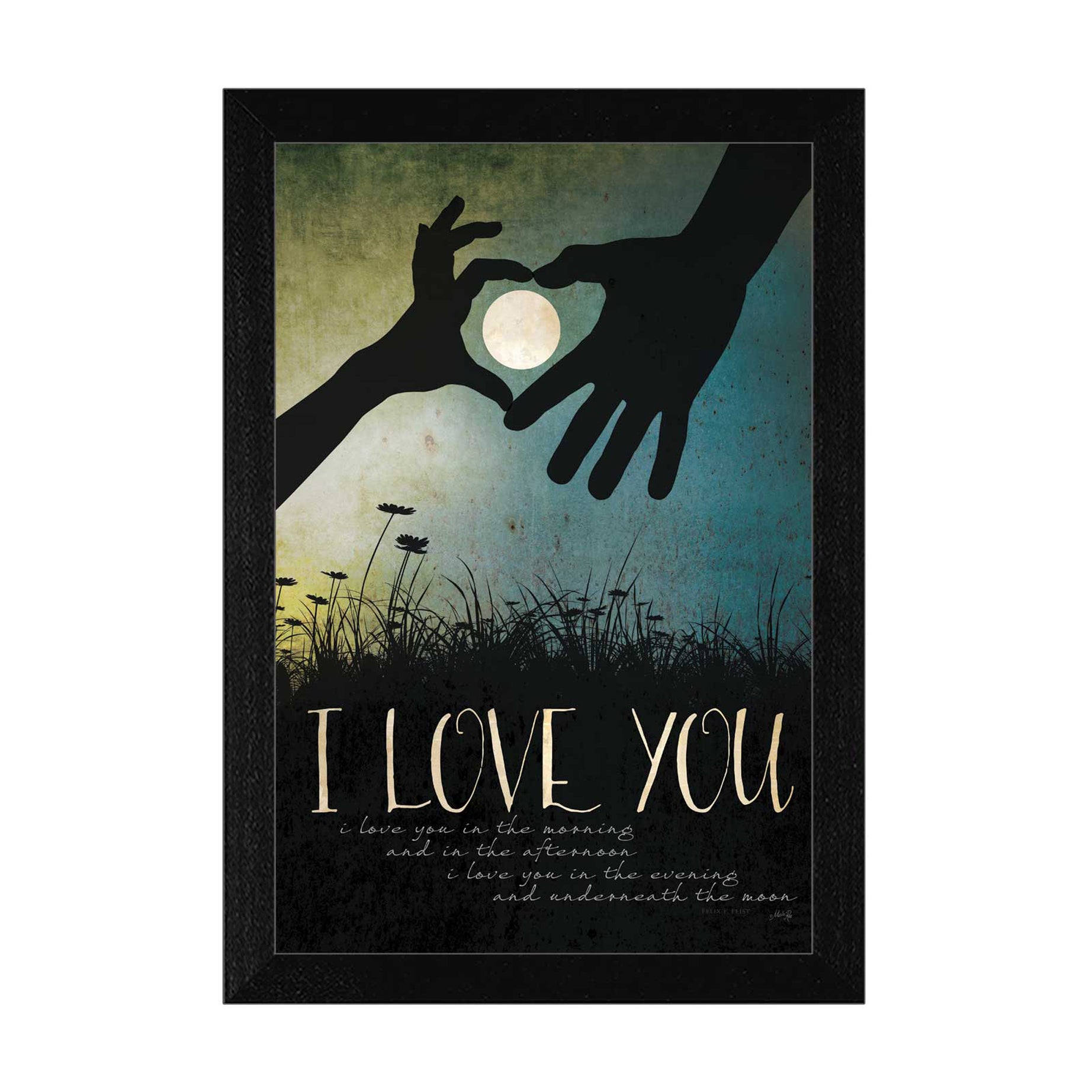 "I Love You Underneath the Moon" By Marla Rae, Printed Wall Art, Ready To Hang Framed Poster, Black Frame--1